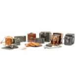 A collection of Edwardian and later cameras, to include a Linhof of Germany standard 5 x 4 press