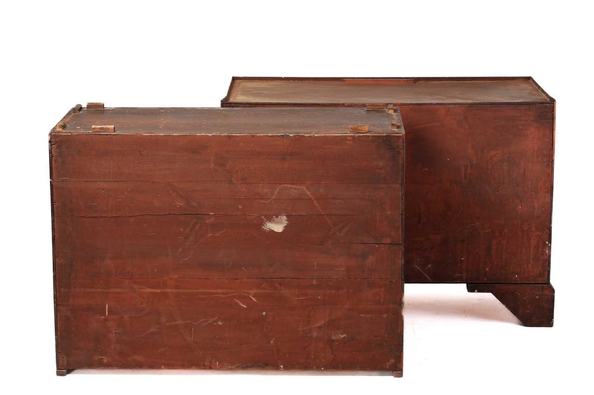 A George III mahogany chest on chest, the upper section with two short over three long drawers and - Image 6 of 8