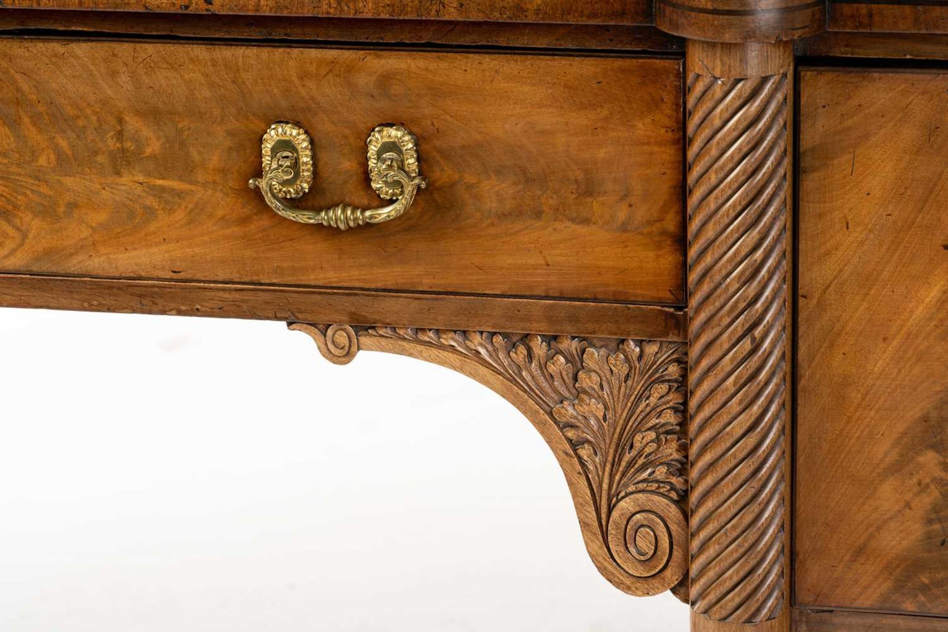 A Regency mahogany sideboard, the rectangular top with rounded corners and ebony strung edge over - Image 10 of 17