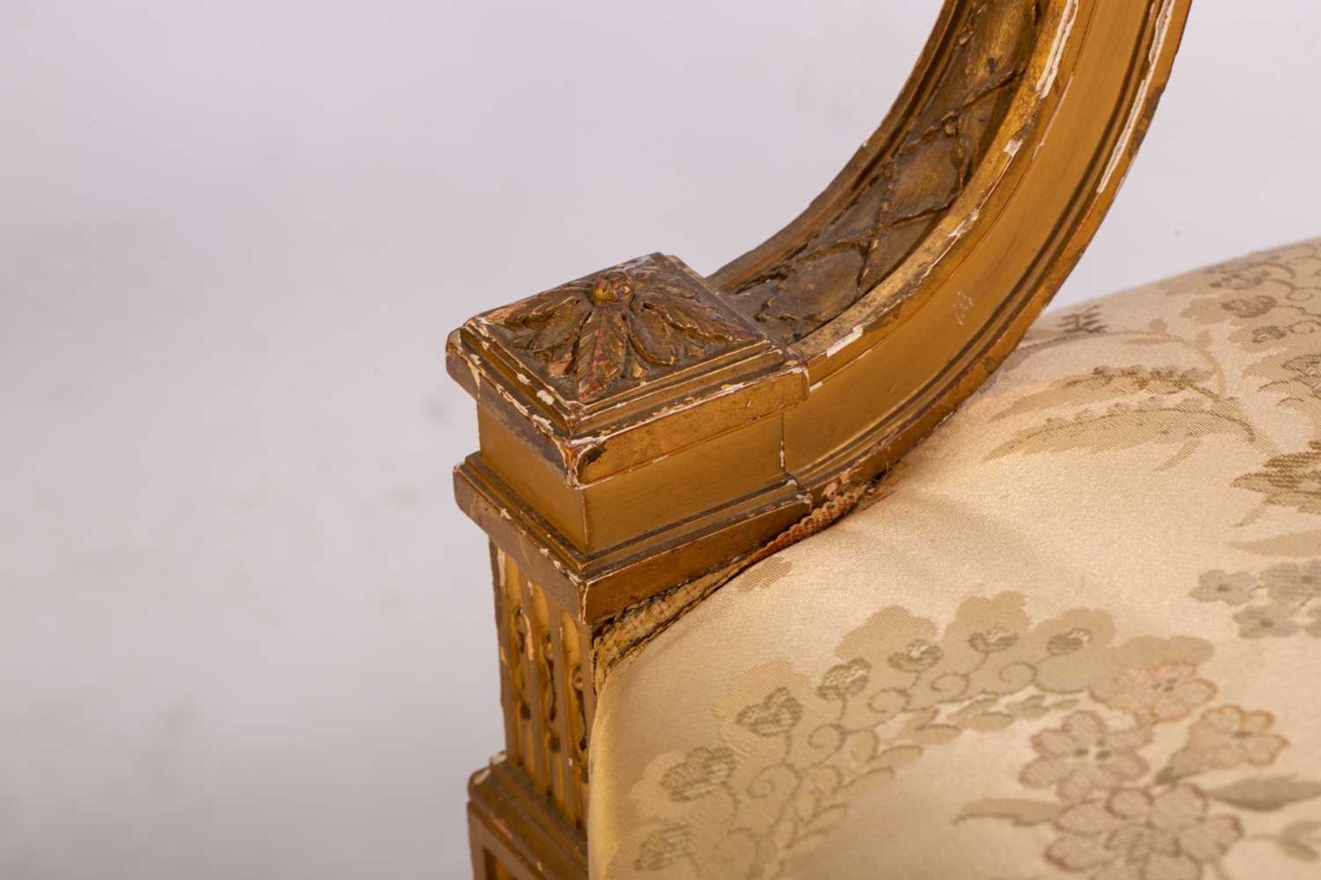 In the manner of George Jacob; a Louis XVI style finely carved wood and gilt gesso fauteuil, late - Image 8 of 35