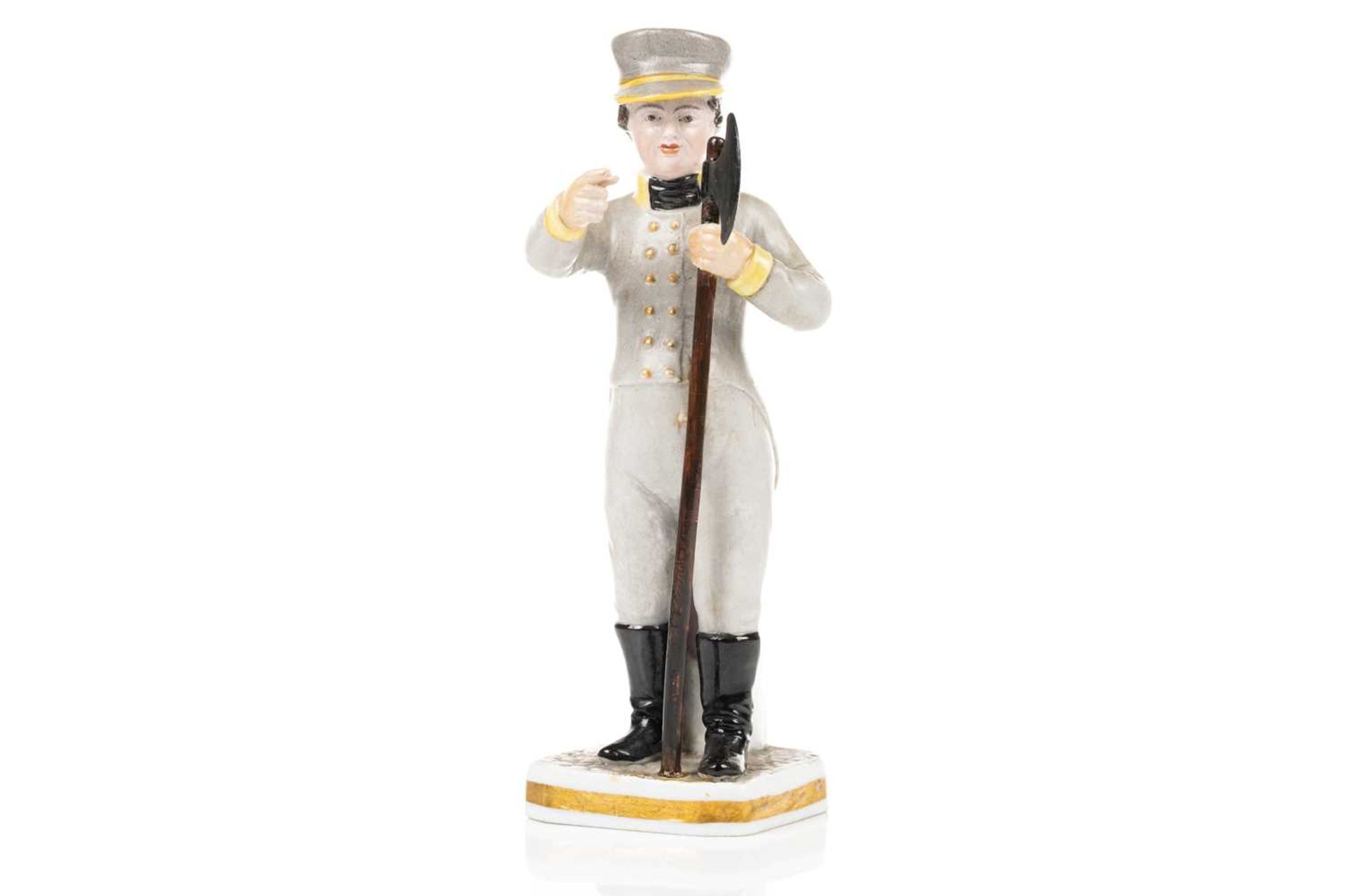 A Russian Gardner porcelain figure of a City Guard, 1820s, from the Magic Lantern series, 16 cm