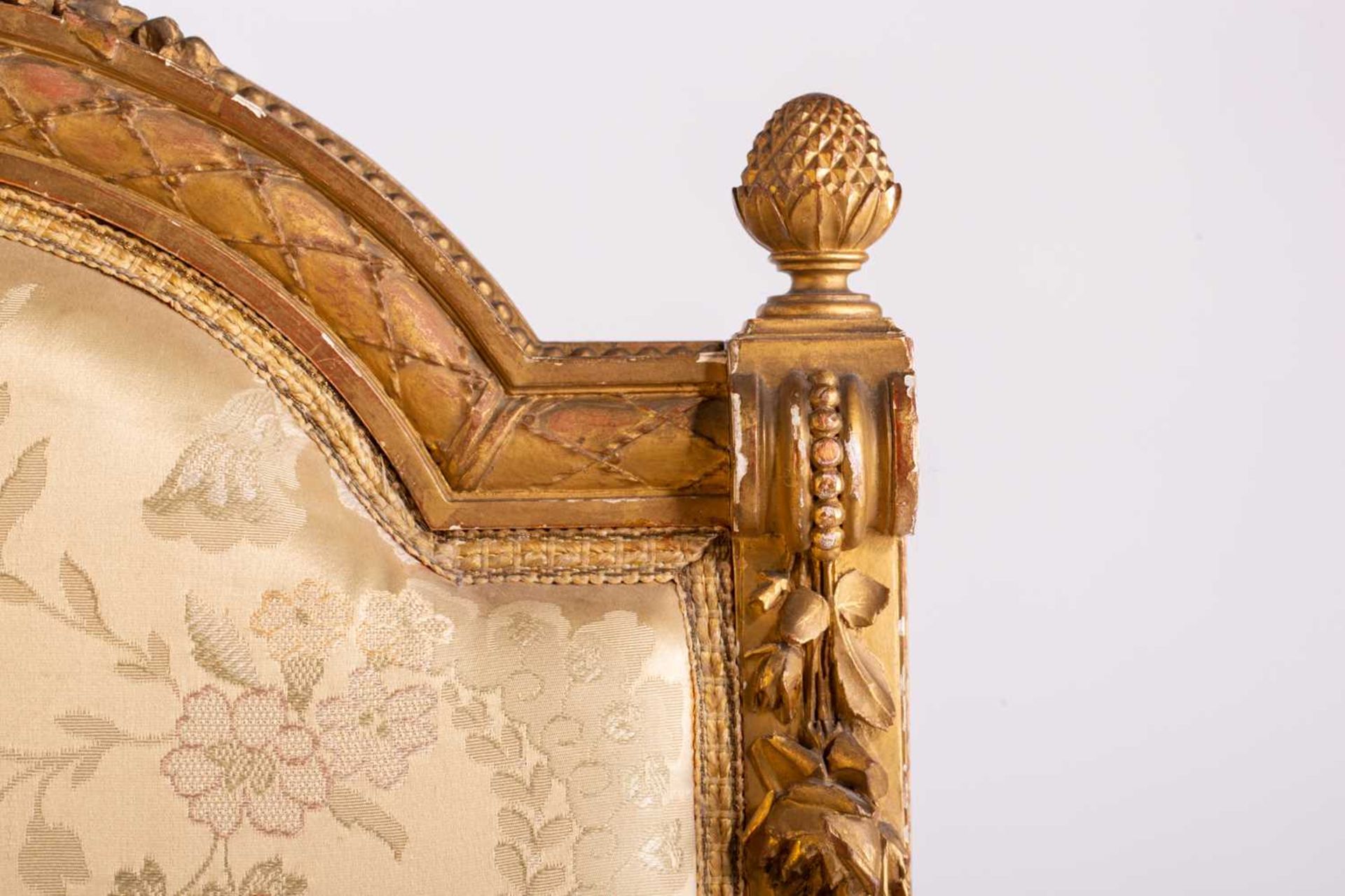 In the manner of George Jacob; a Louis XVI style finely carved wood and gilt gesso fauteuil, late - Image 19 of 35