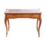 A Louis XV-style satinwood and Kingwood crossbanded bureau plat, late 19th century, with tooled