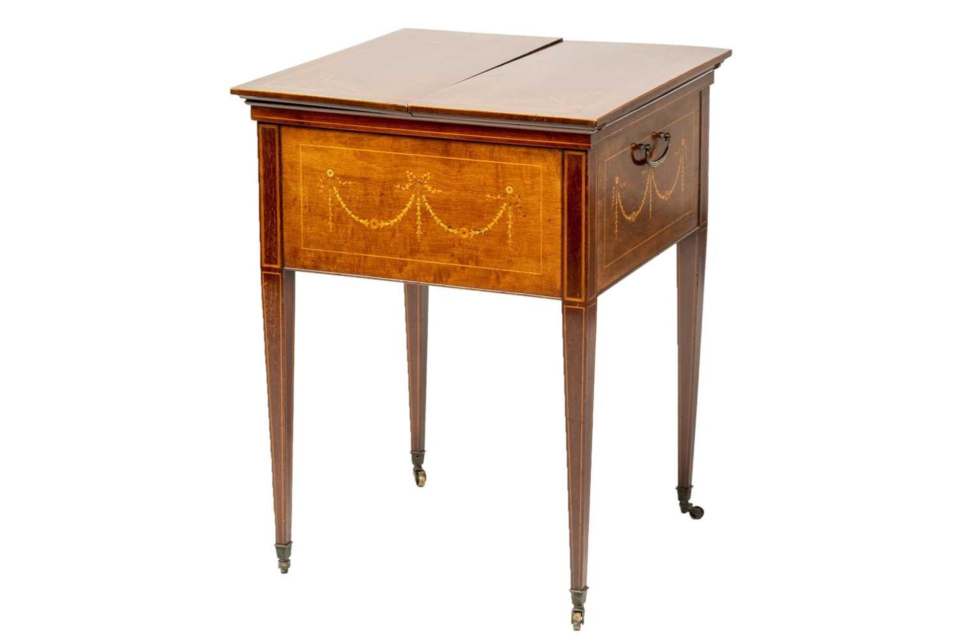 An Edwardian Maple & Co of Tottenham Court Rd, Neo-Classical marquetry inlaid mahogany drinks table, - Image 10 of 19