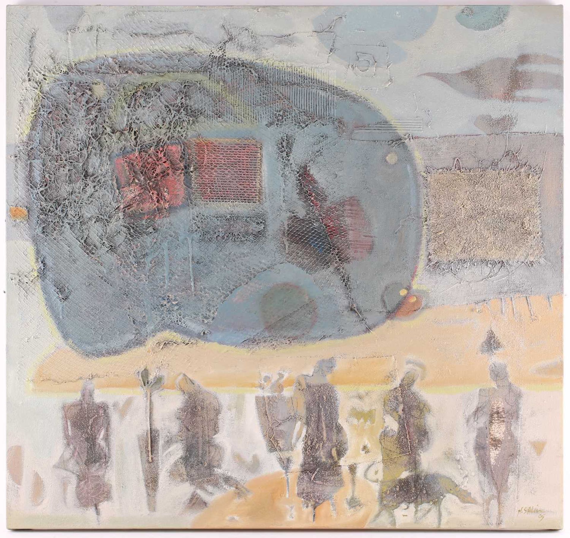 Hussein Salim (b.1966) Sudanese, two abstract studies on canvas, mixed media, 75 cm x 80 cm and 75 - Bild 15 aus 20