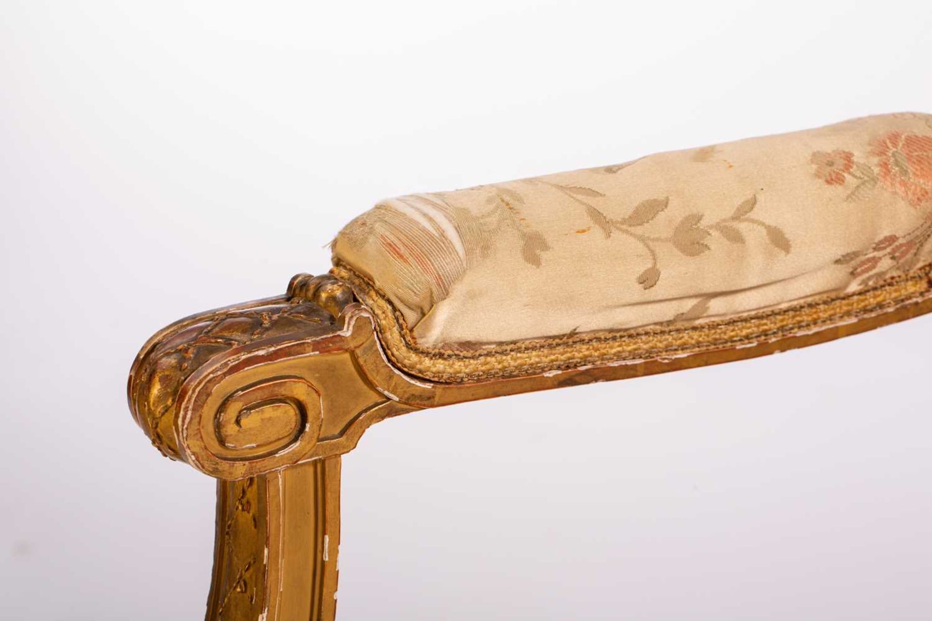 In the manner of George Jacob; a Louis XVI style finely carved wood and gilt gesso fauteuil, late - Image 3 of 35