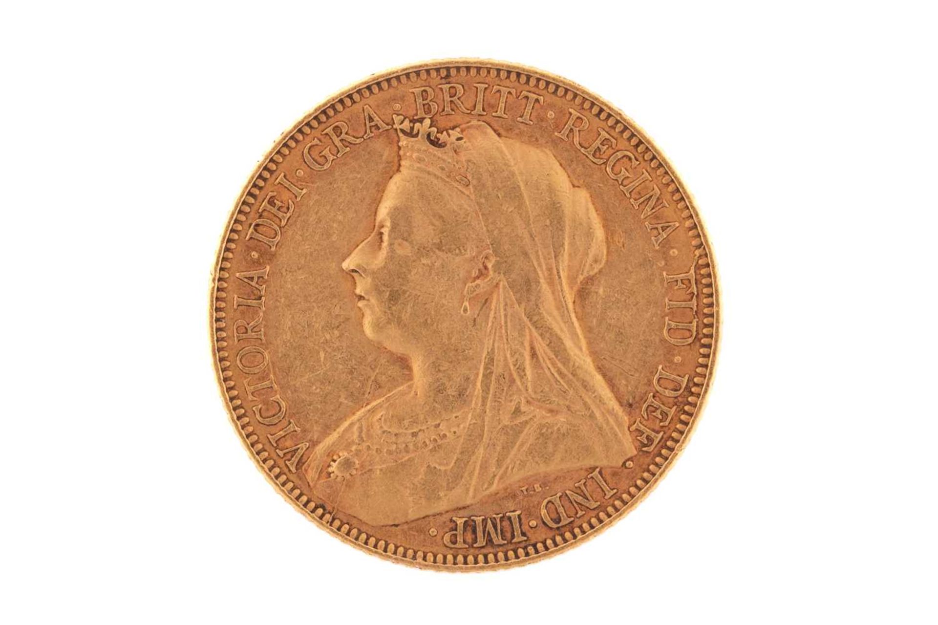 A Queen Victoria full sovereign gold coin, 1901, obverse with veiled head to left. - Image 2 of 2
