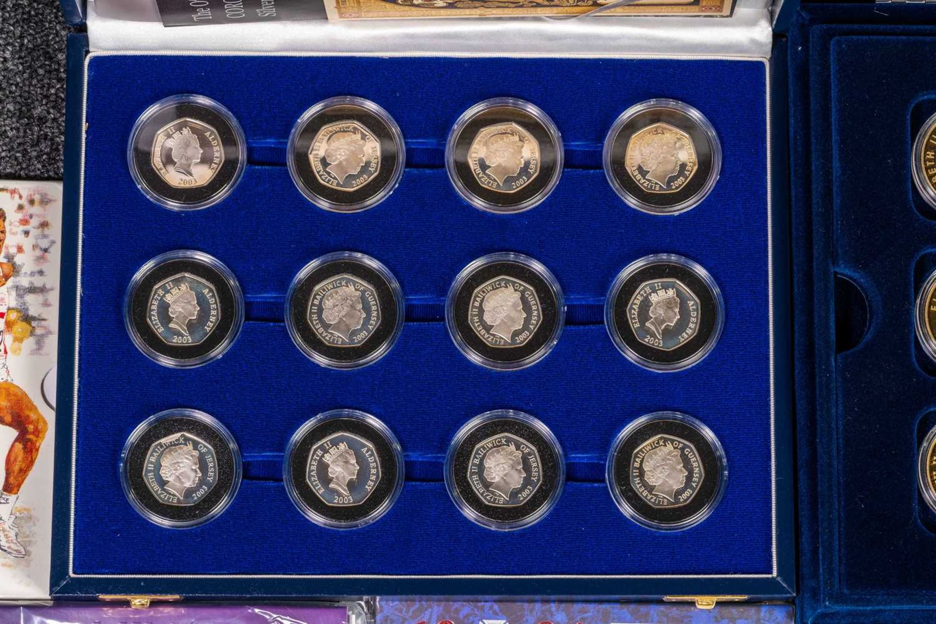 Twelve silver proof 50p sets, set twelve silver proof crowns, eleven annual coin sets and six - Image 2 of 13