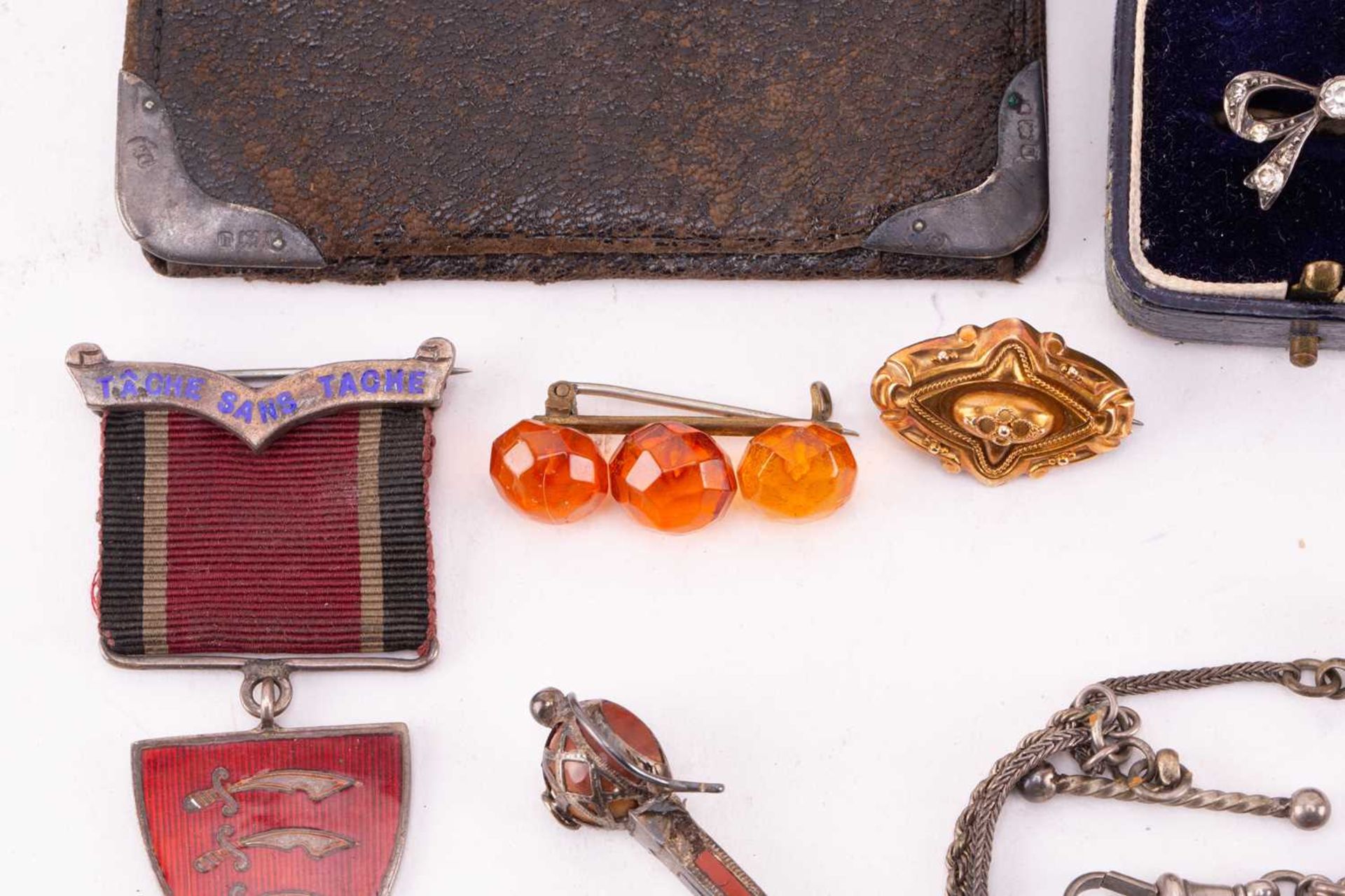 A collection of costume jewellery and other items to include a Scottish brooch set with paste and - Image 5 of 8