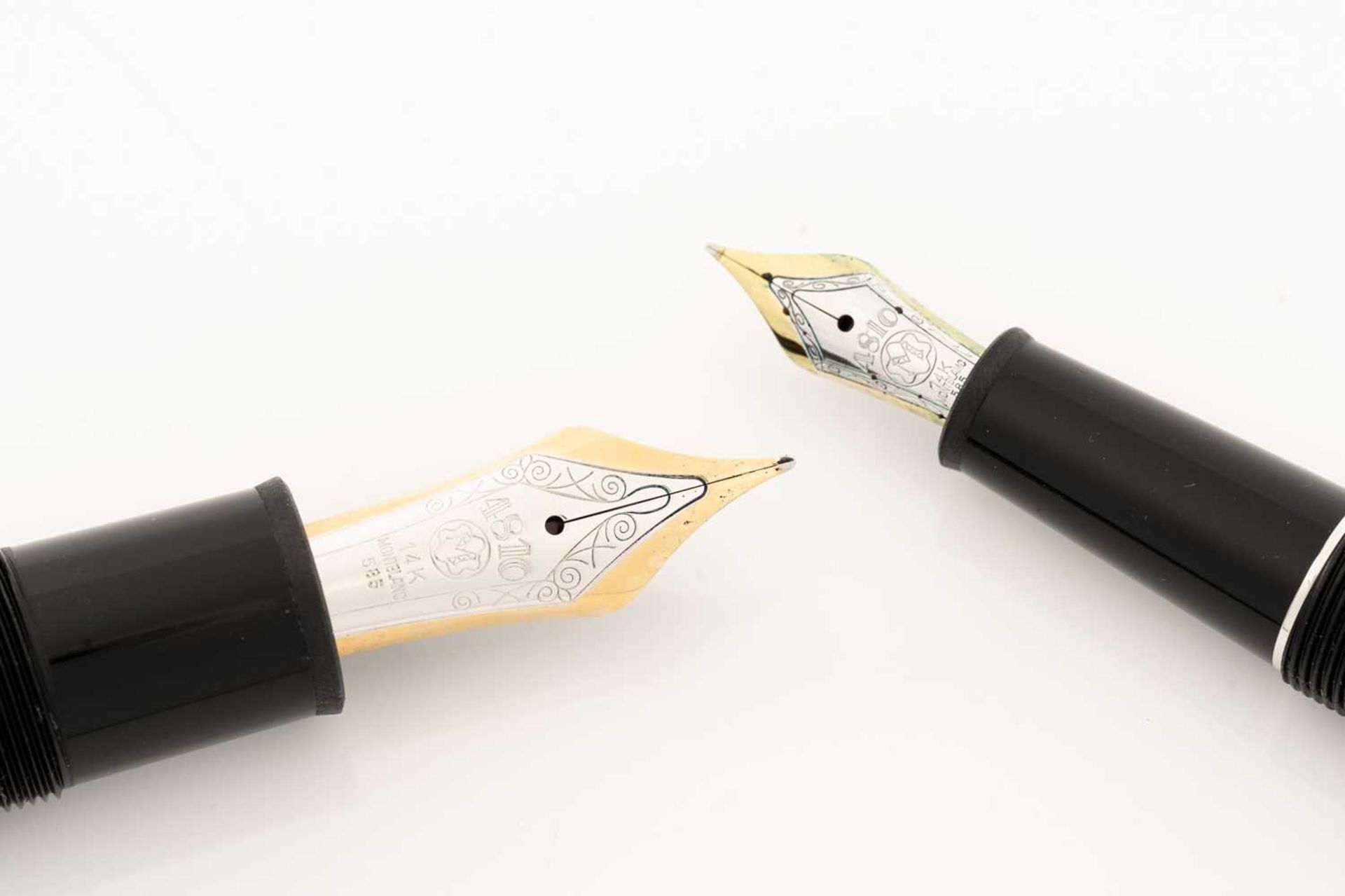 Two Montblanc fountain pens comprising a Montblanc Meisterstück Pix with twist black resin barrel, - Image 4 of 6