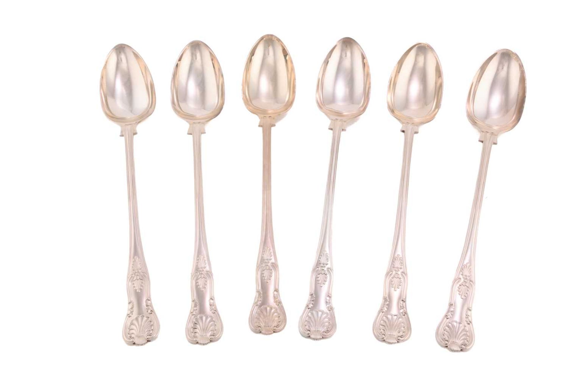 Six modern heavy gauge silver Kings pattern basting spoons, London 1972 by A Haviland-Nye, 50 ozt,