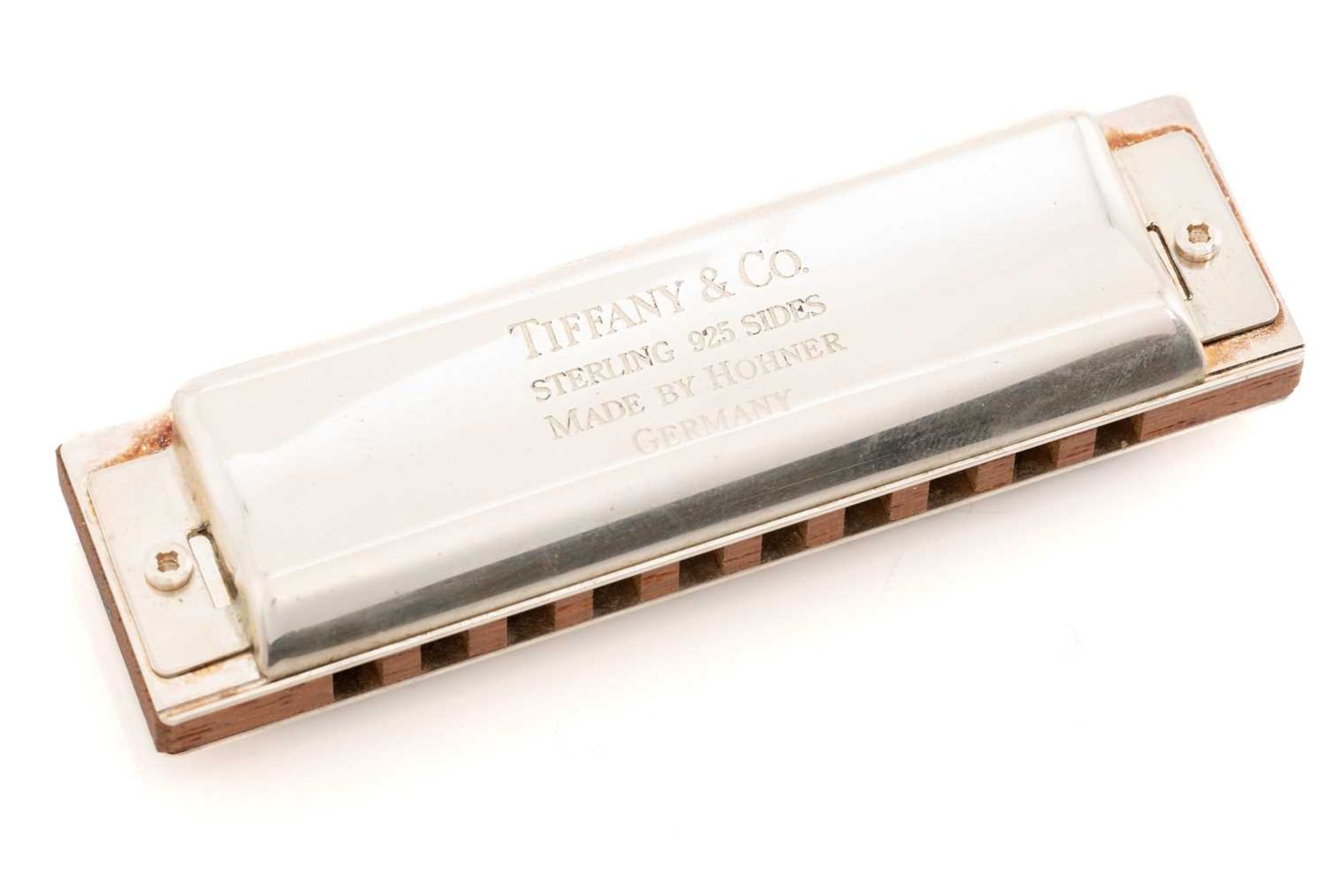 Tiffany & Co. silver harmonica made by Hohner, in case and box