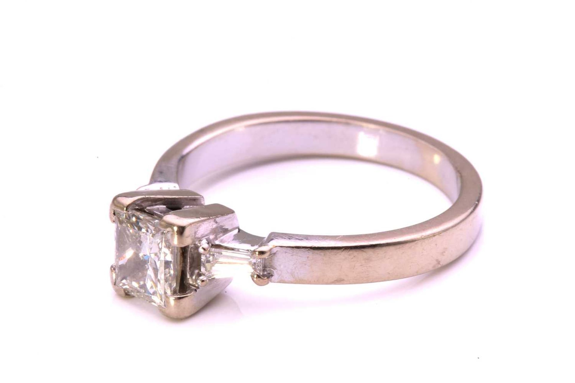 A princess-cut diamond solitaire ring in 9ct white gold, comprising a rectangular princess-cut - Image 3 of 4