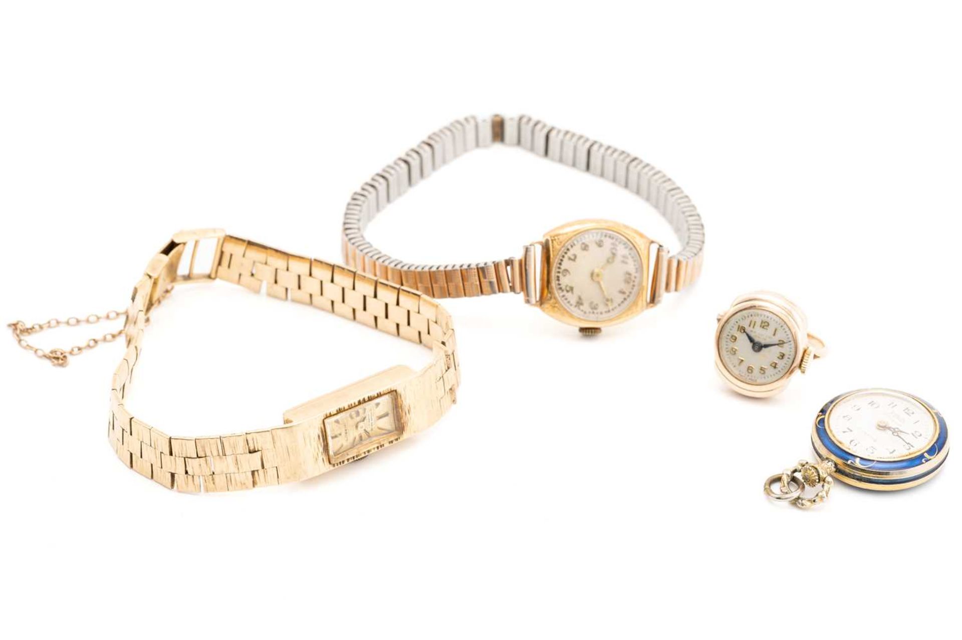 A collection of ladies watches including a 9ct gold Inegariens ladies watch, an 18ct gold ladies