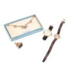 A collection of ladies accessories including a Hamilton & Inches 18ct gold ladies watch, an