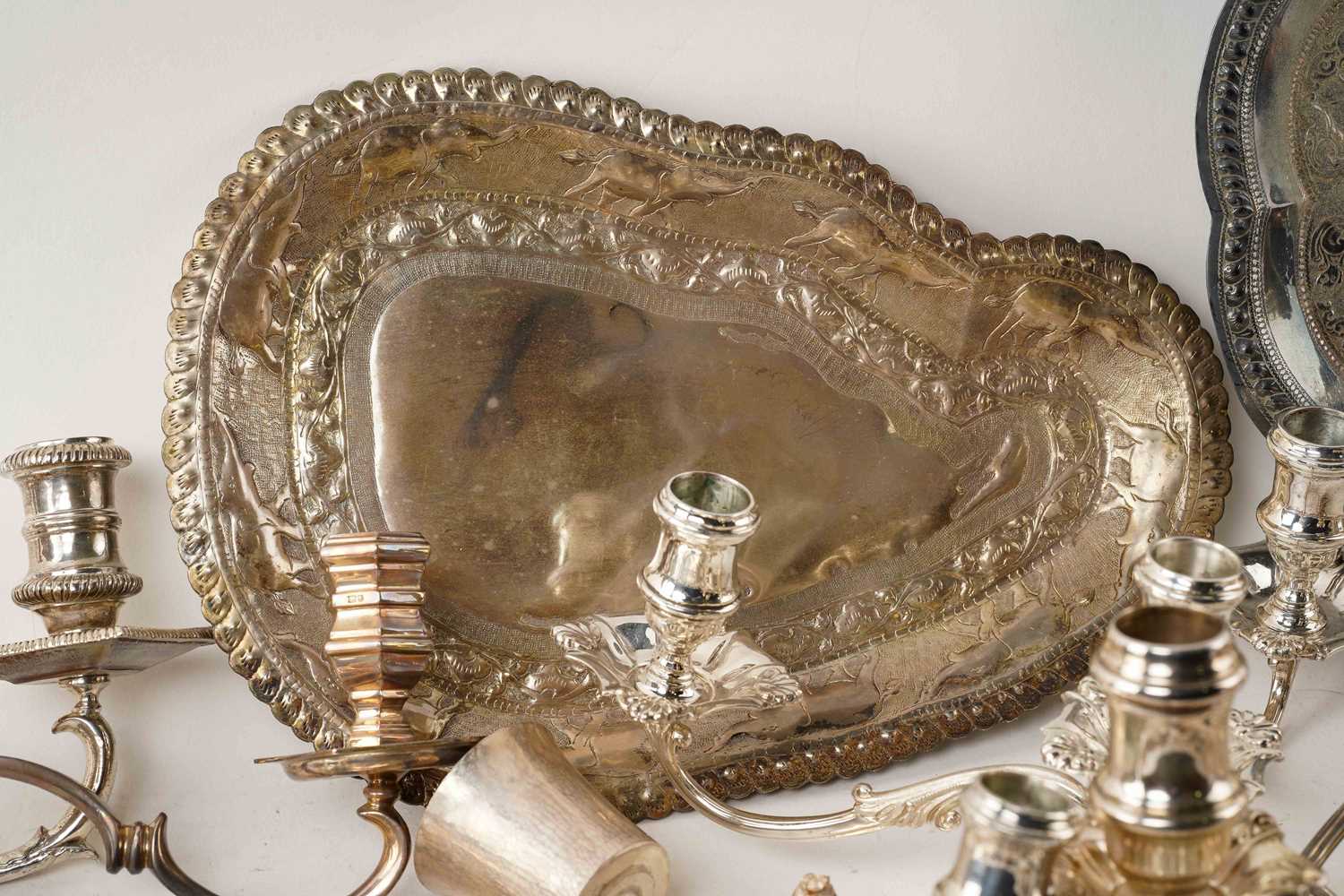 A large quantity of marked/unmarked white metal and silver-plated items including a five-sconce - Image 8 of 16