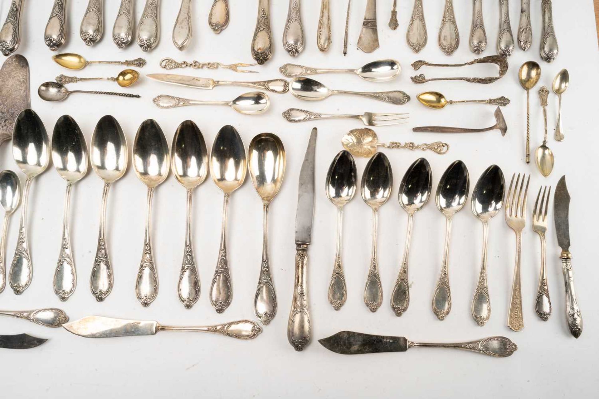 An early 20th century Austrian (800) silver part canteen for six persons including: six fish forks - Image 5 of 16