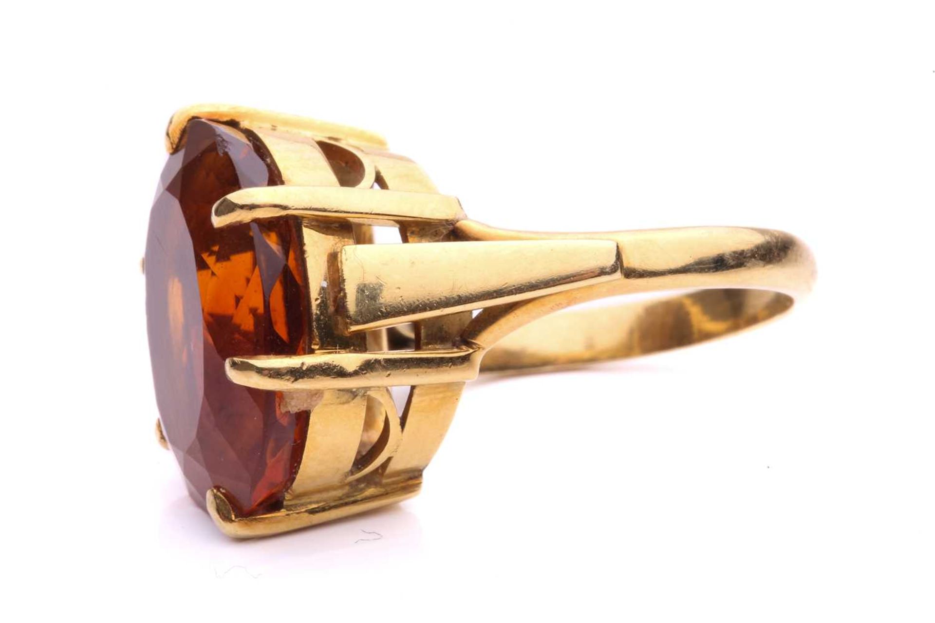 A large citrine cocktail ring, consisting of an oval-cut citrine with a brownish-orange body colour, - Image 2 of 5
