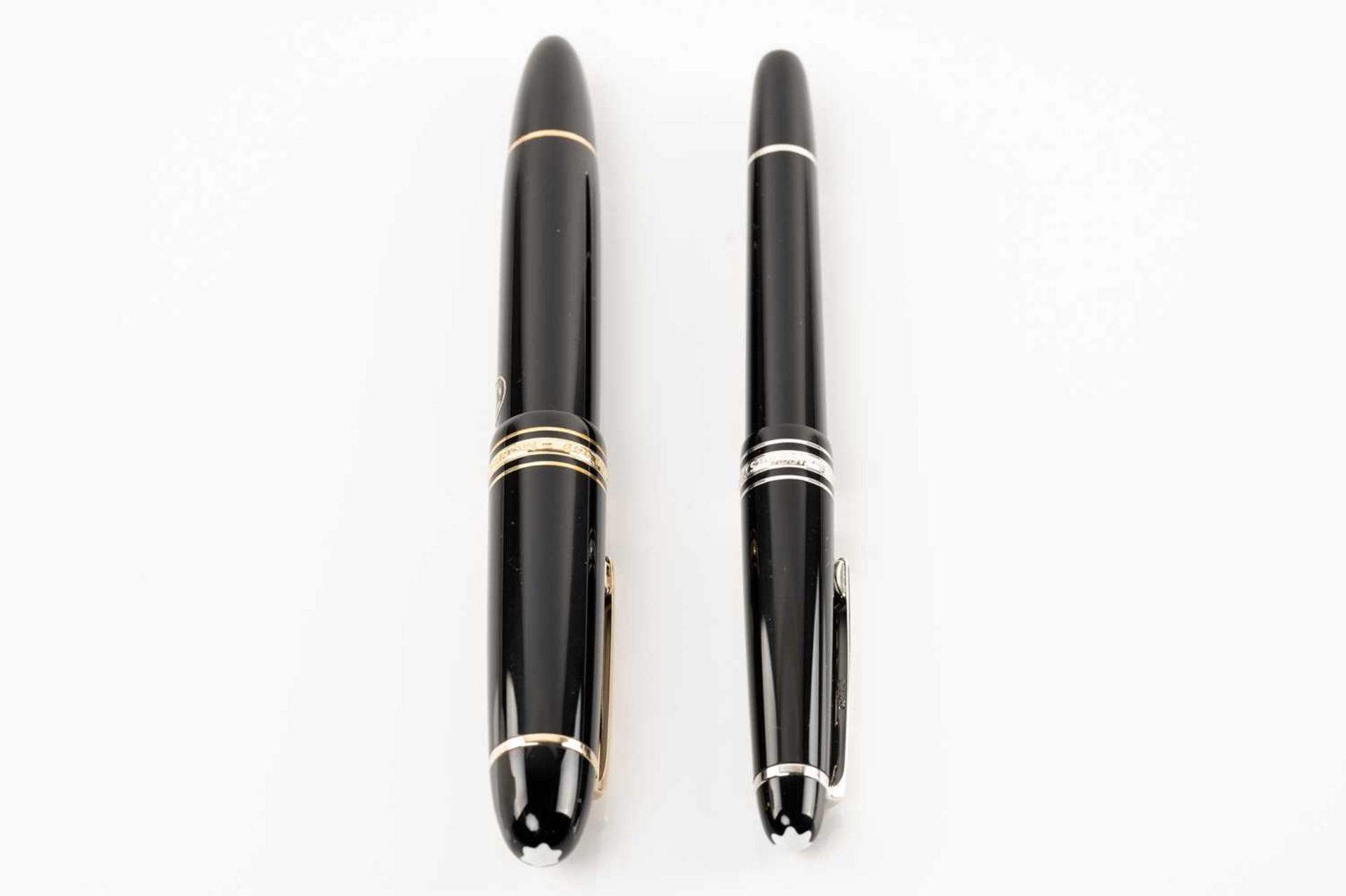 Two Montblanc fountain pens comprising a Montblanc Meisterstück Pix with twist black resin barrel, - Image 3 of 6