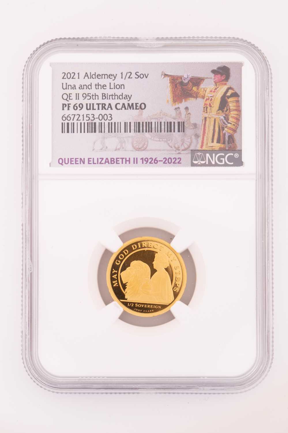 Two gold proof half sovereigns; including 'Una and the Lion' minted for Queen Elizabeth II 95th - Image 2 of 6