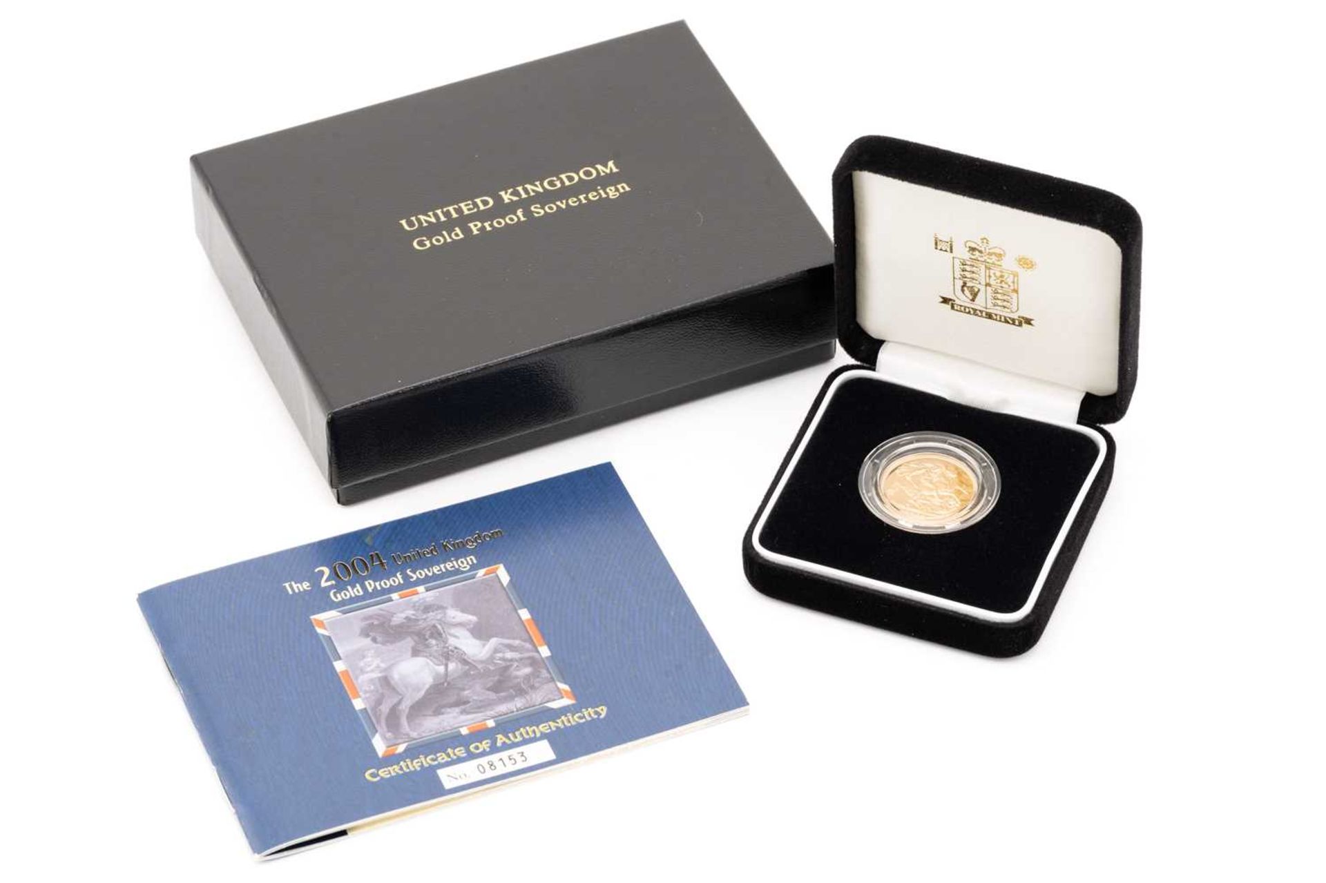 A 2004 United Kingdom gold proof sovereign; dated 2006 and depicting Pistrucci's George and the