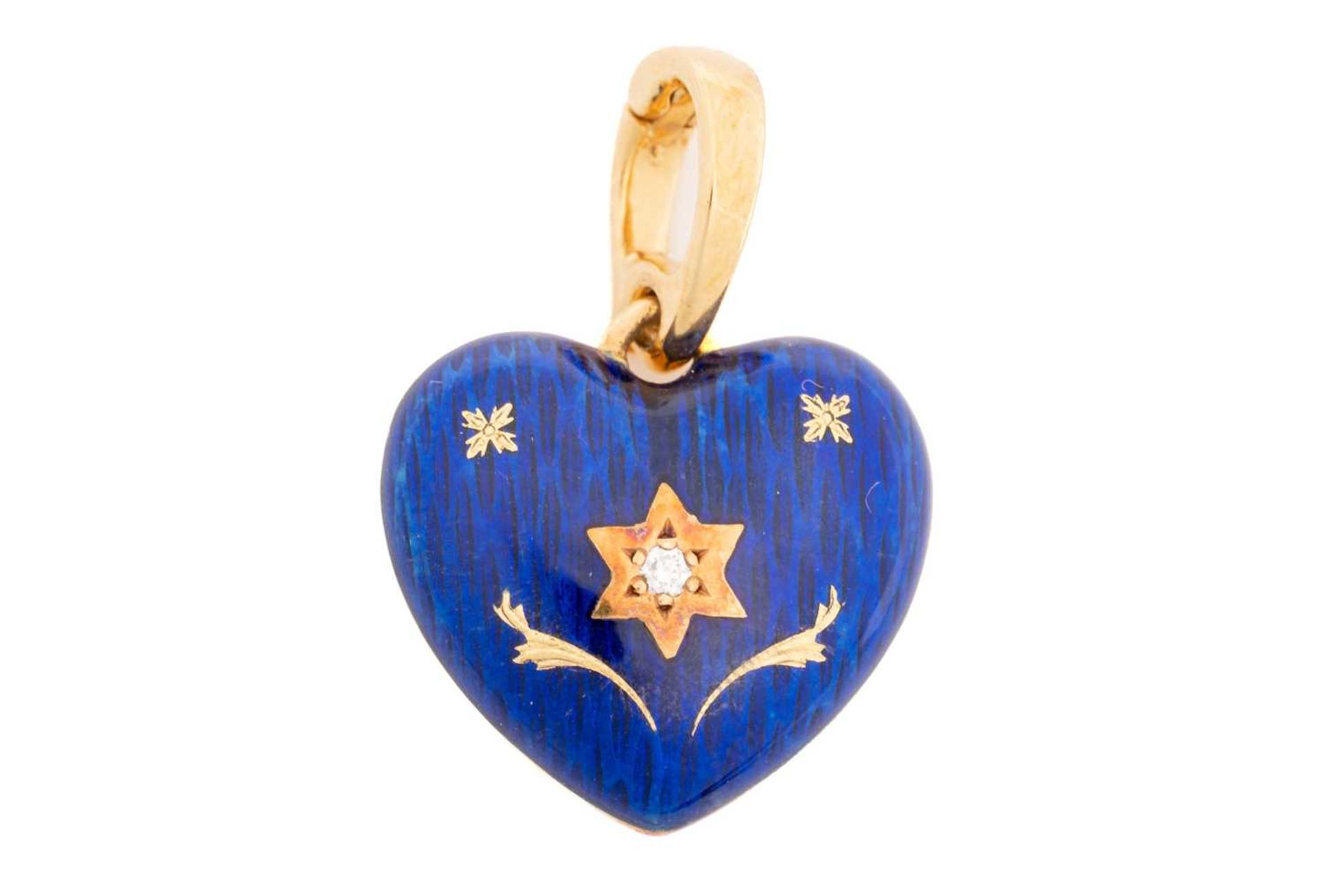 Fabergé - a diamond-set heart pendant in 18ct yellow gold, centred with a Star of David motif