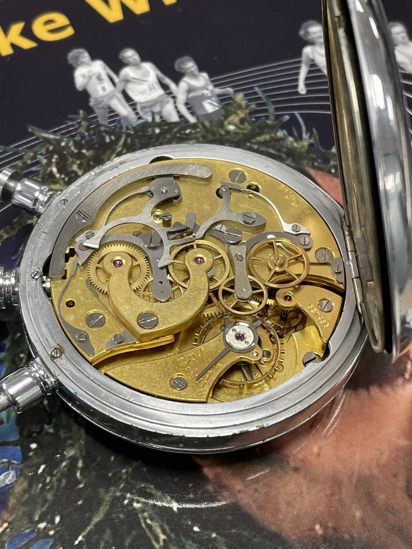 A professional 'record timing' Tissot & Fils mechanical split-second stopwatch, featuring a - Image 24 of 24