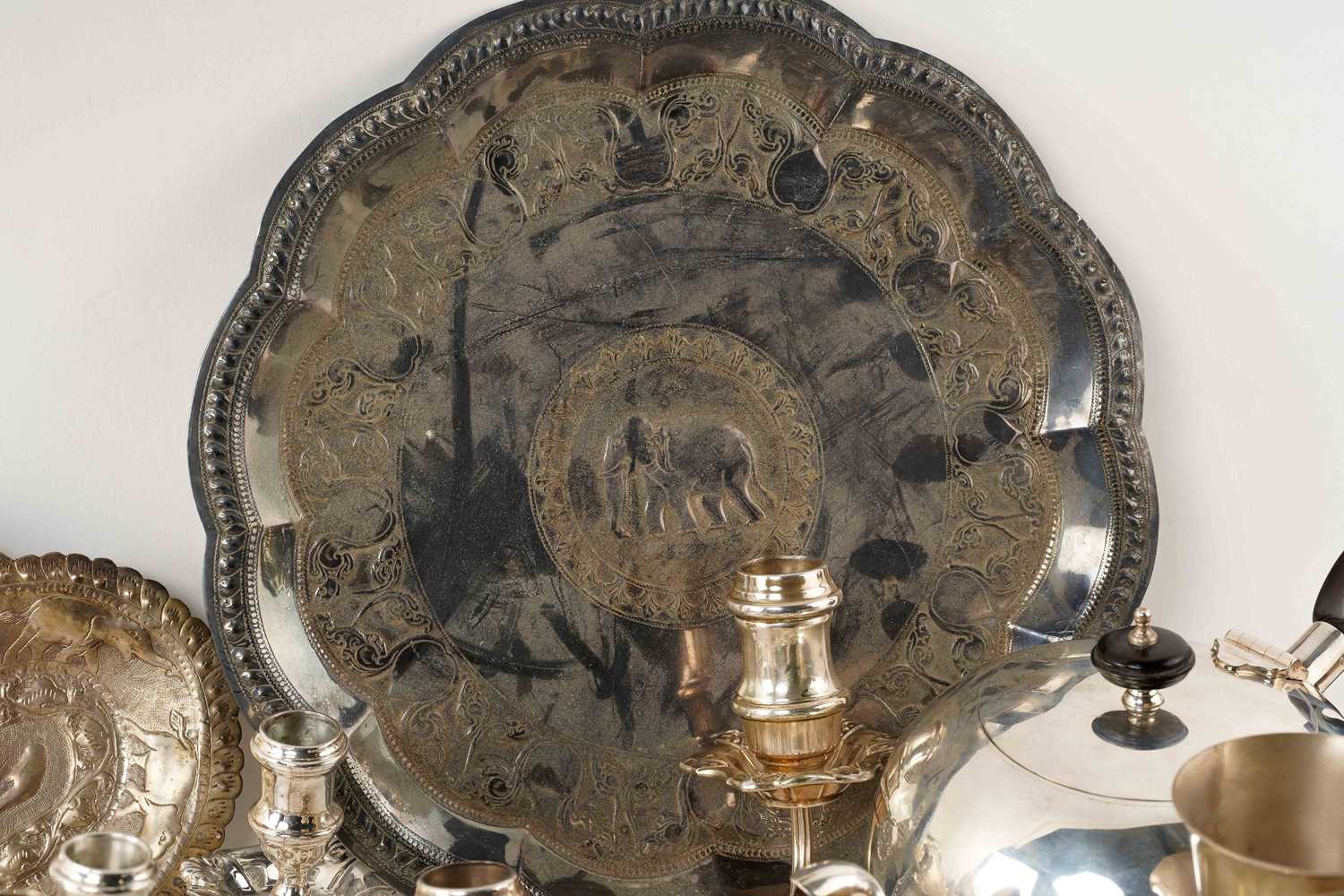 A large quantity of marked/unmarked white metal and silver-plated items including a five-sconce - Image 14 of 16