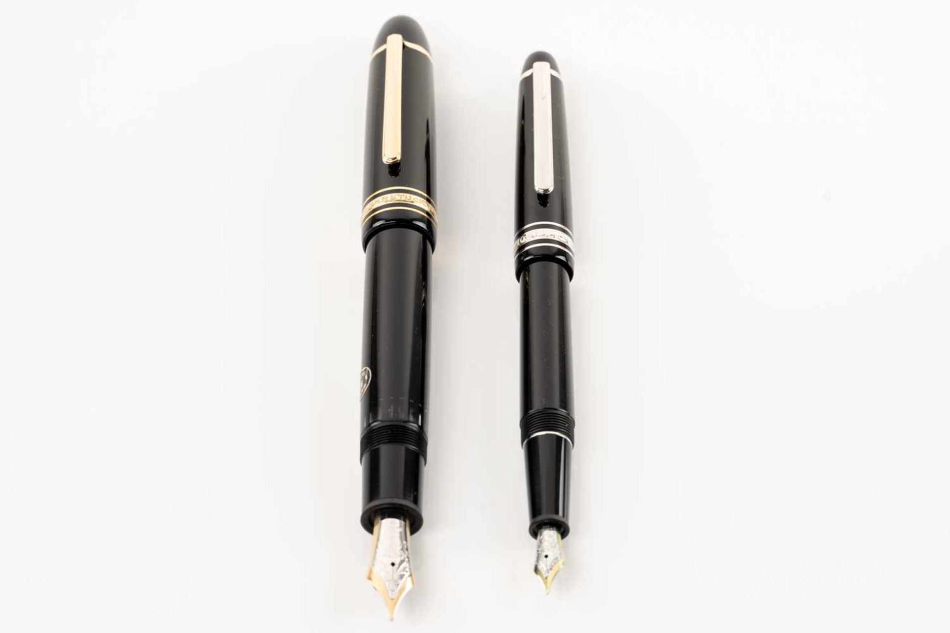 Two Montblanc fountain pens comprising a Montblanc Meisterstück Pix with twist black resin barrel, - Image 2 of 6