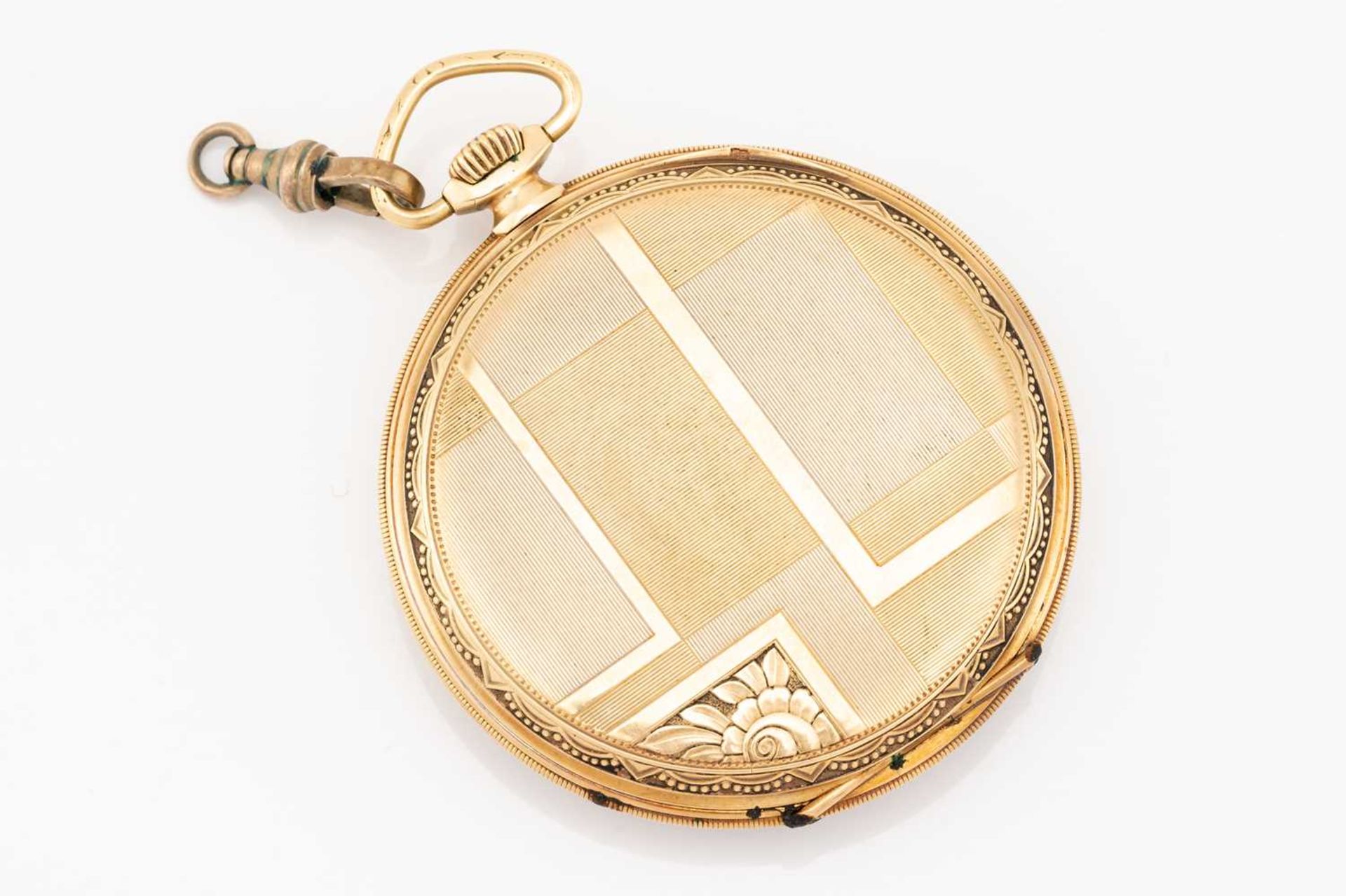 An IWC 14ct gold open face pocket watch, the silvered dial with applied gilt Roman numerals and - Image 8 of 8