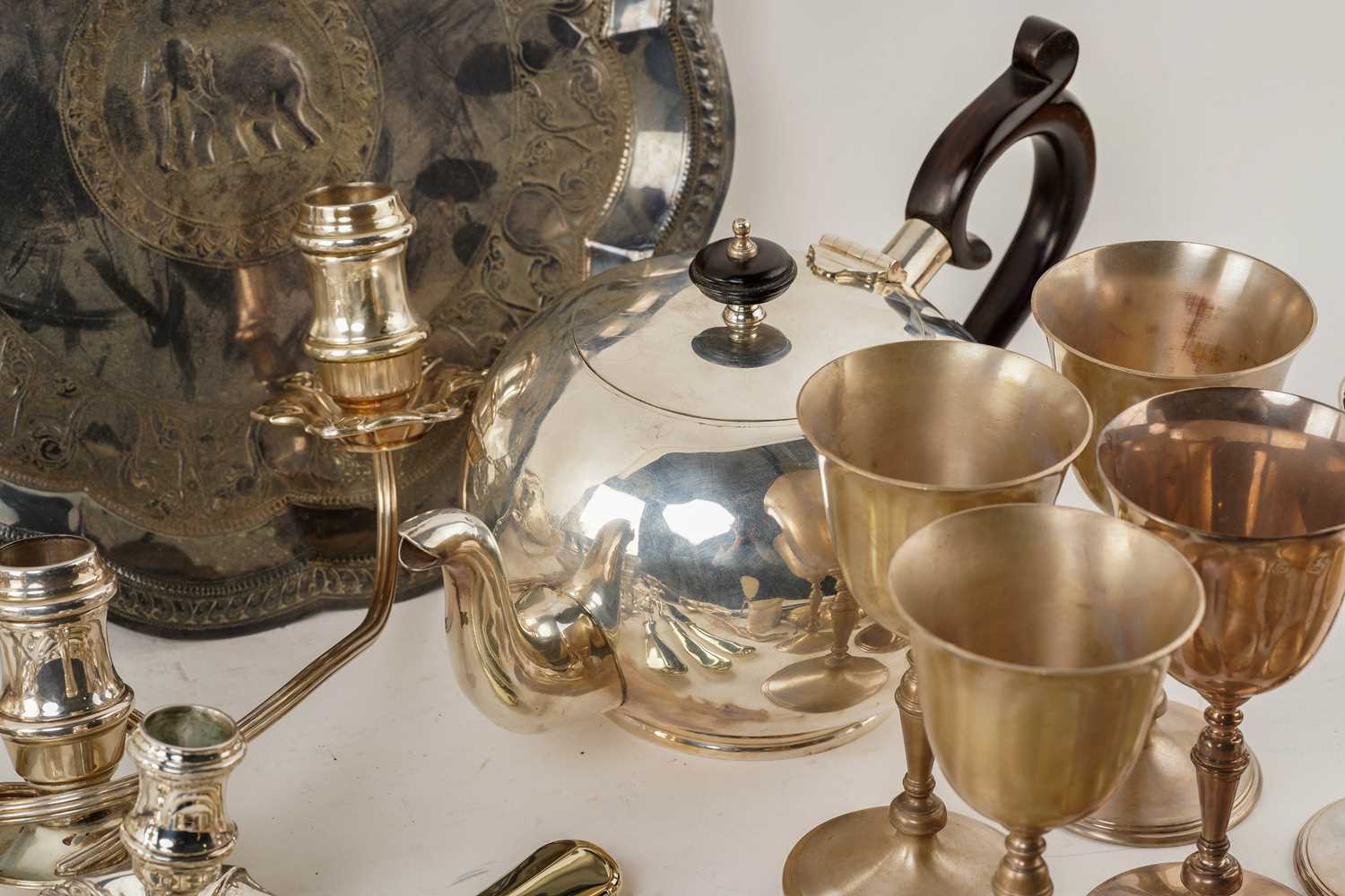 A large quantity of marked/unmarked white metal and silver-plated items including a five-sconce - Image 15 of 16