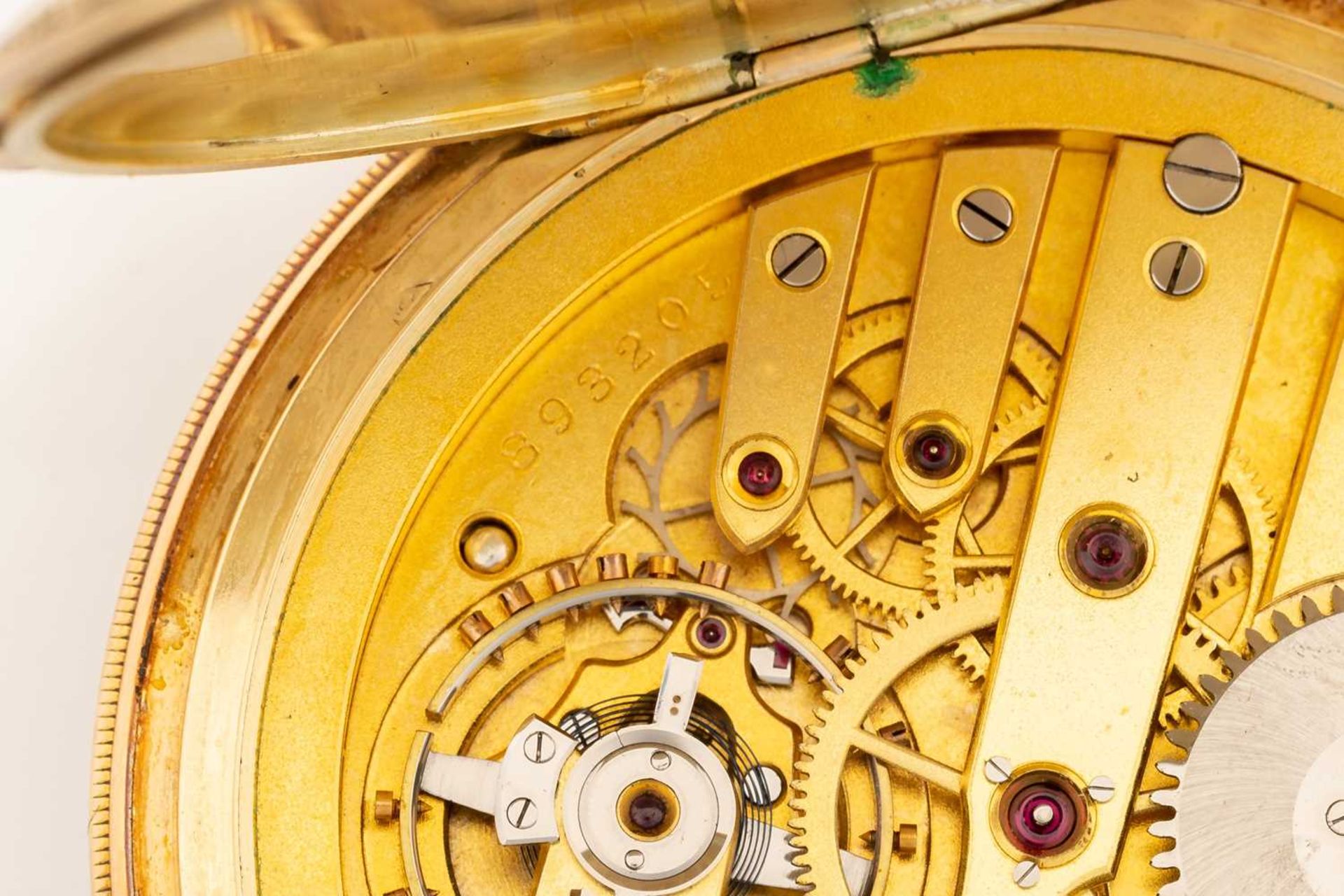 An IWC 14ct gold open face pocket watch, the silvered dial with applied gilt Roman numerals and - Image 5 of 8