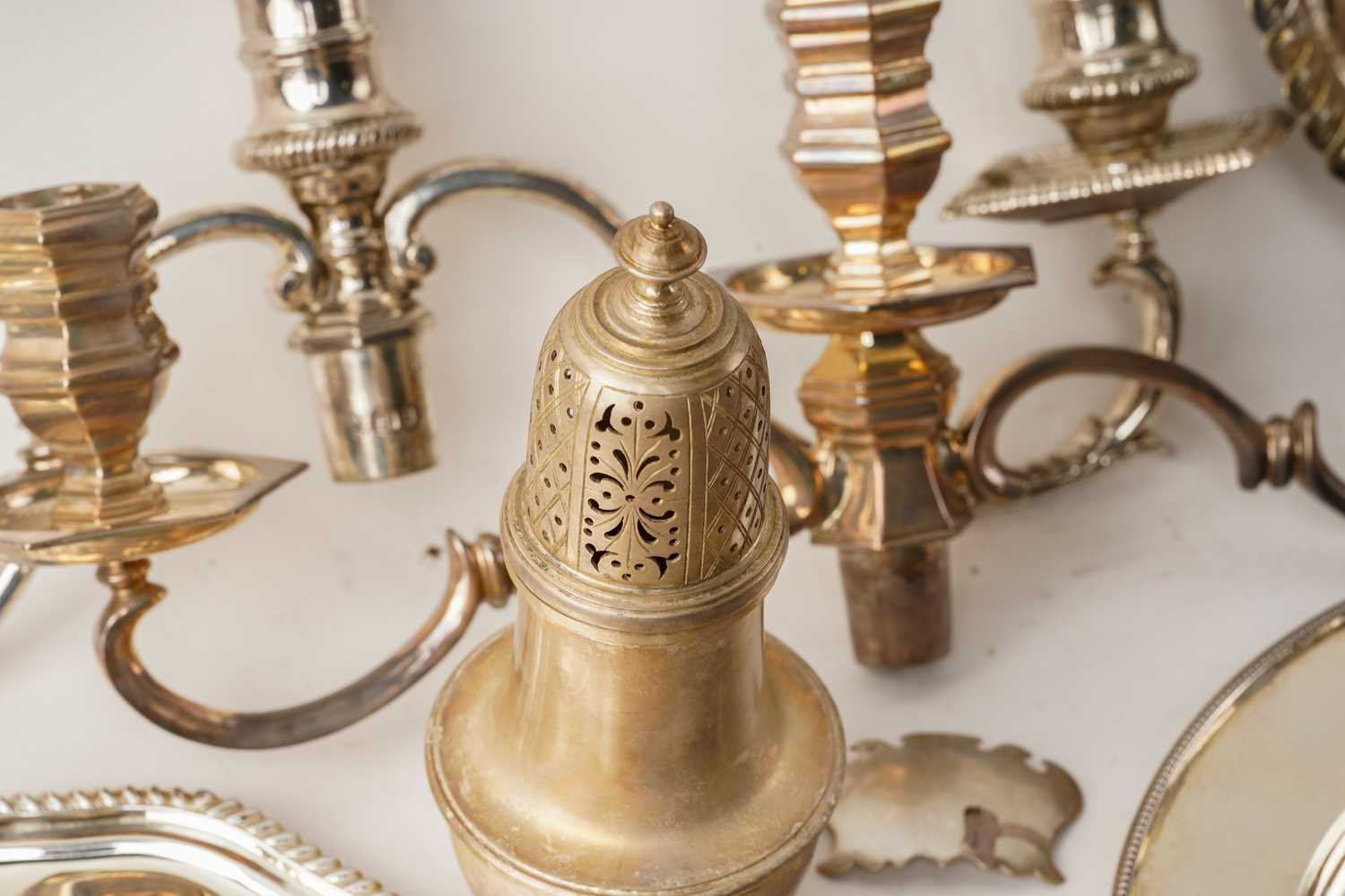 A large quantity of marked/unmarked white metal and silver-plated items including a five-sconce - Image 9 of 16
