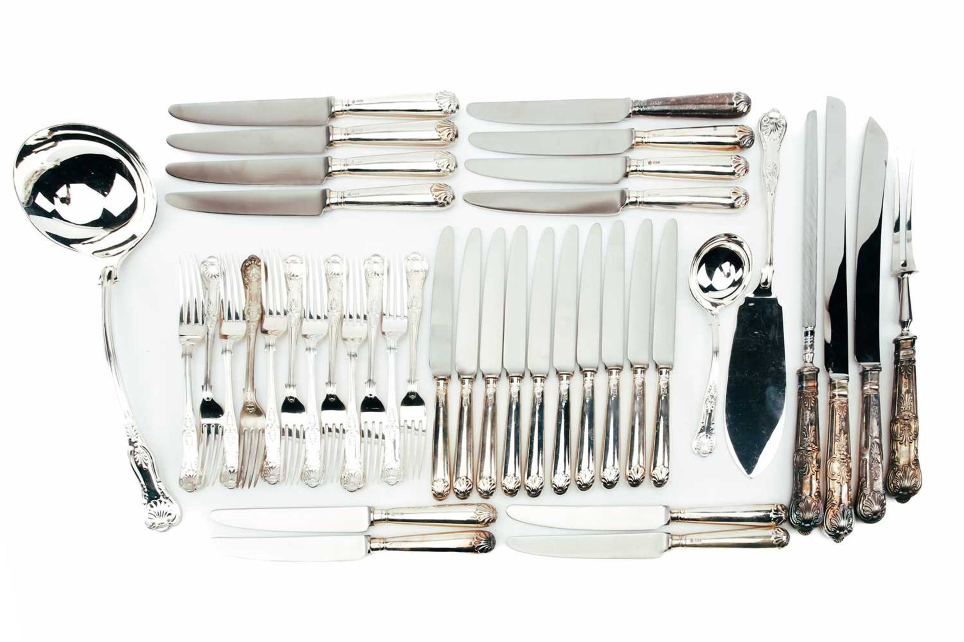 A collection of modern silver flatware, Including a heavy gauge Kings Patter soup ladle, London 1981
