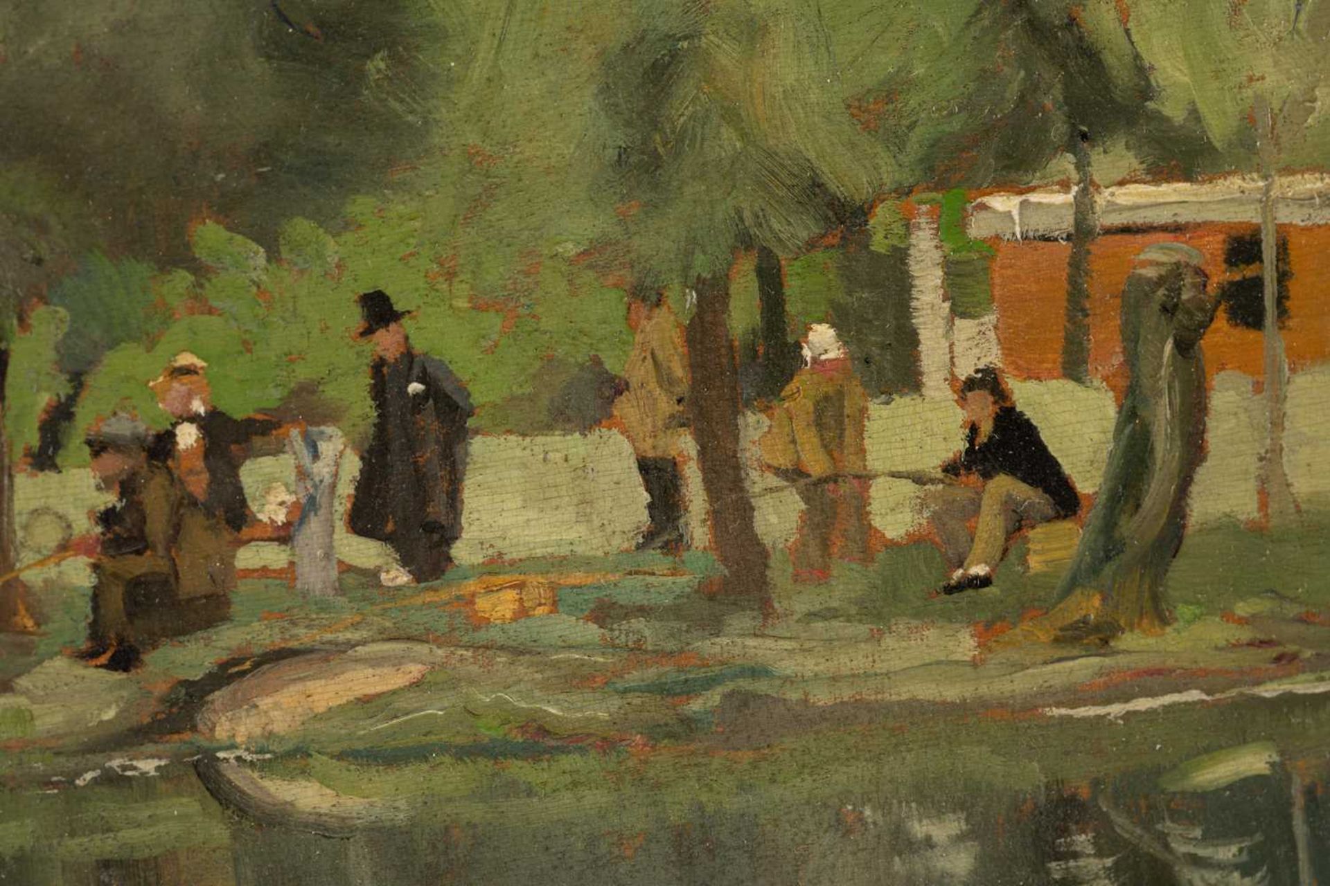 Charles Holroyd (19th Century), Figures fishing by a river, signed, oil on board, 15 x 23 cm, - Image 3 of 15