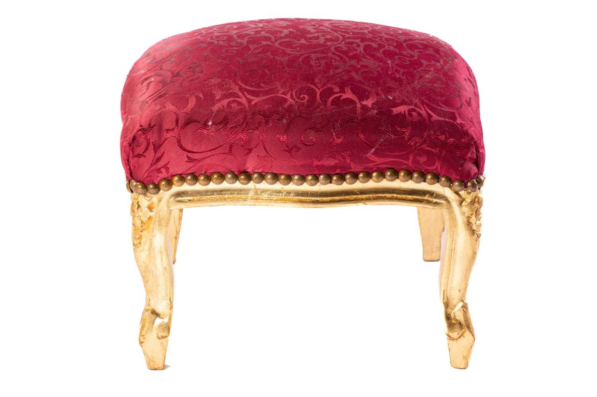A Louis XVI style gilt wood fauteuil, 20th century, with cameo back and ribbon carved outline, - Bild 14 aus 17