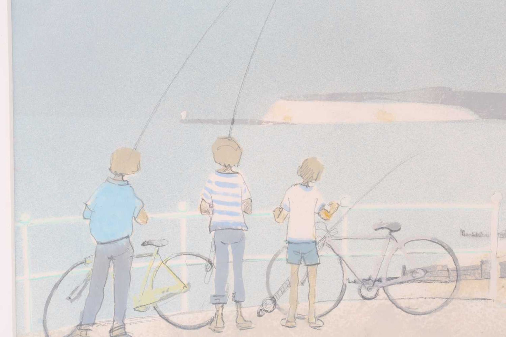 Pamela Townsend (1920 - 2019), 'Boys fishing', 'Boat on Brighton Beach' and 'A blustery walk on - Image 6 of 13