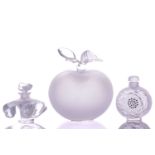 A Lalique "Grand Pomme" ‘Apple’ perfume bottle, No 11646; a Lalique ‘Dahlia’ perfume bottle, 9cm