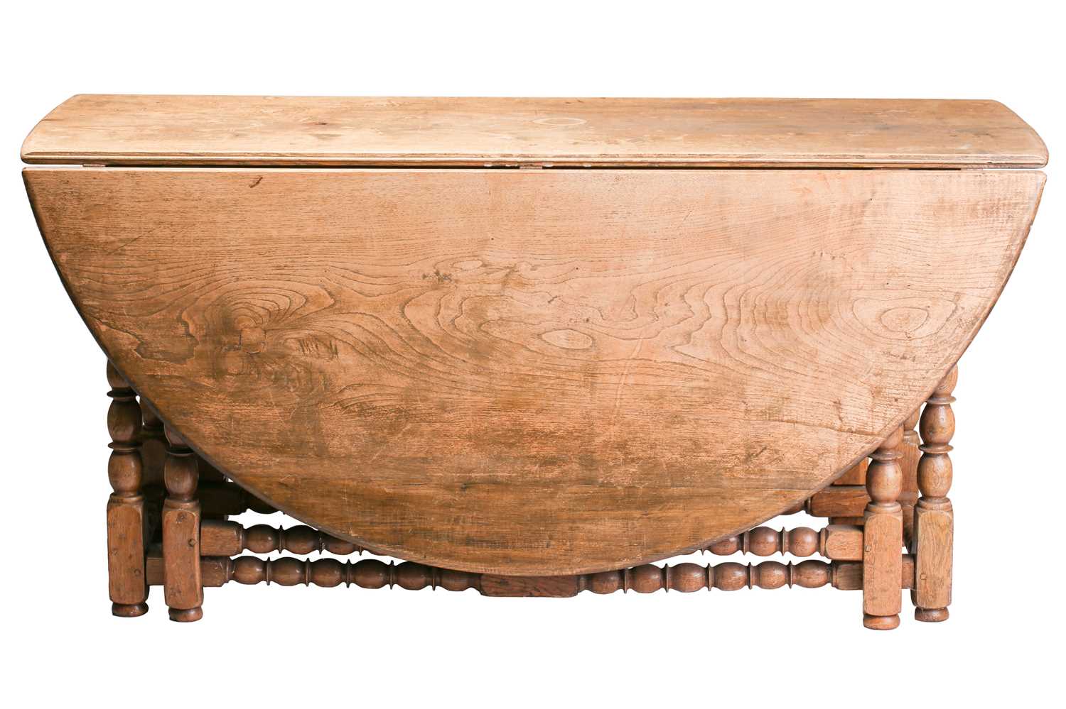 A late 17th-century style oval oak double gateleg table, 20th century with bobbin and blade turned - Image 3 of 8