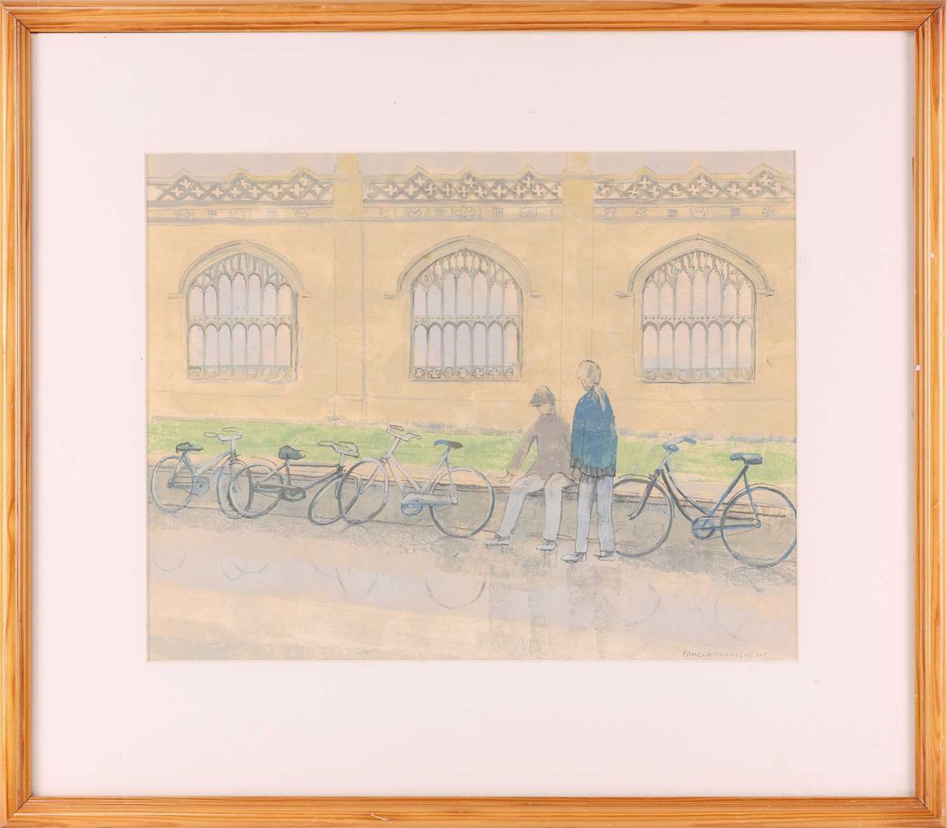 Pamela Townsend (b.1920), Bicycles on a rail outside Kings College, Cambridge & Cycling in the Rain, - Image 3 of 11