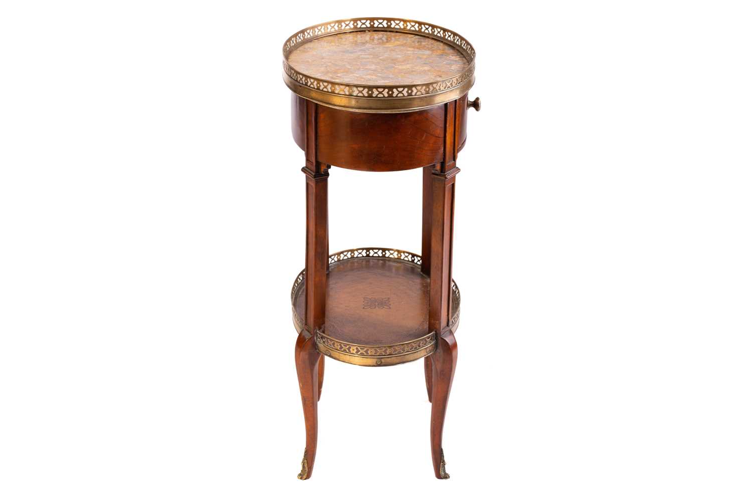 A French Napoleon III style mahogany oval table en chiffonier with marble top, 20th century, with - Image 5 of 10