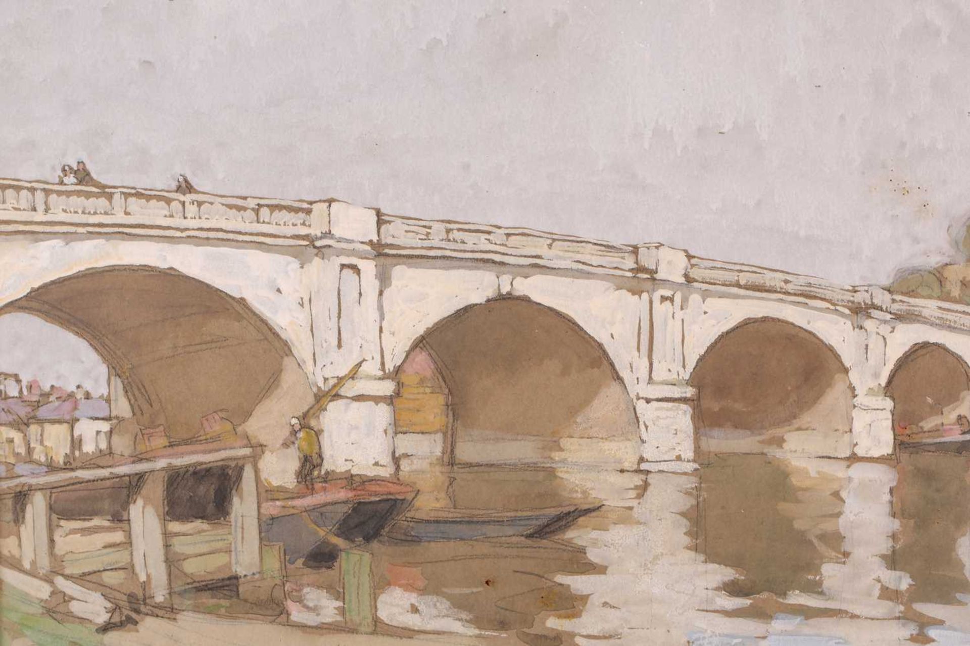 Horace Mann Livens (1862-1936), 'A Thames Bridge', signed, watercolour & gouache, 28 cm x 37 cm - Image 3 of 9