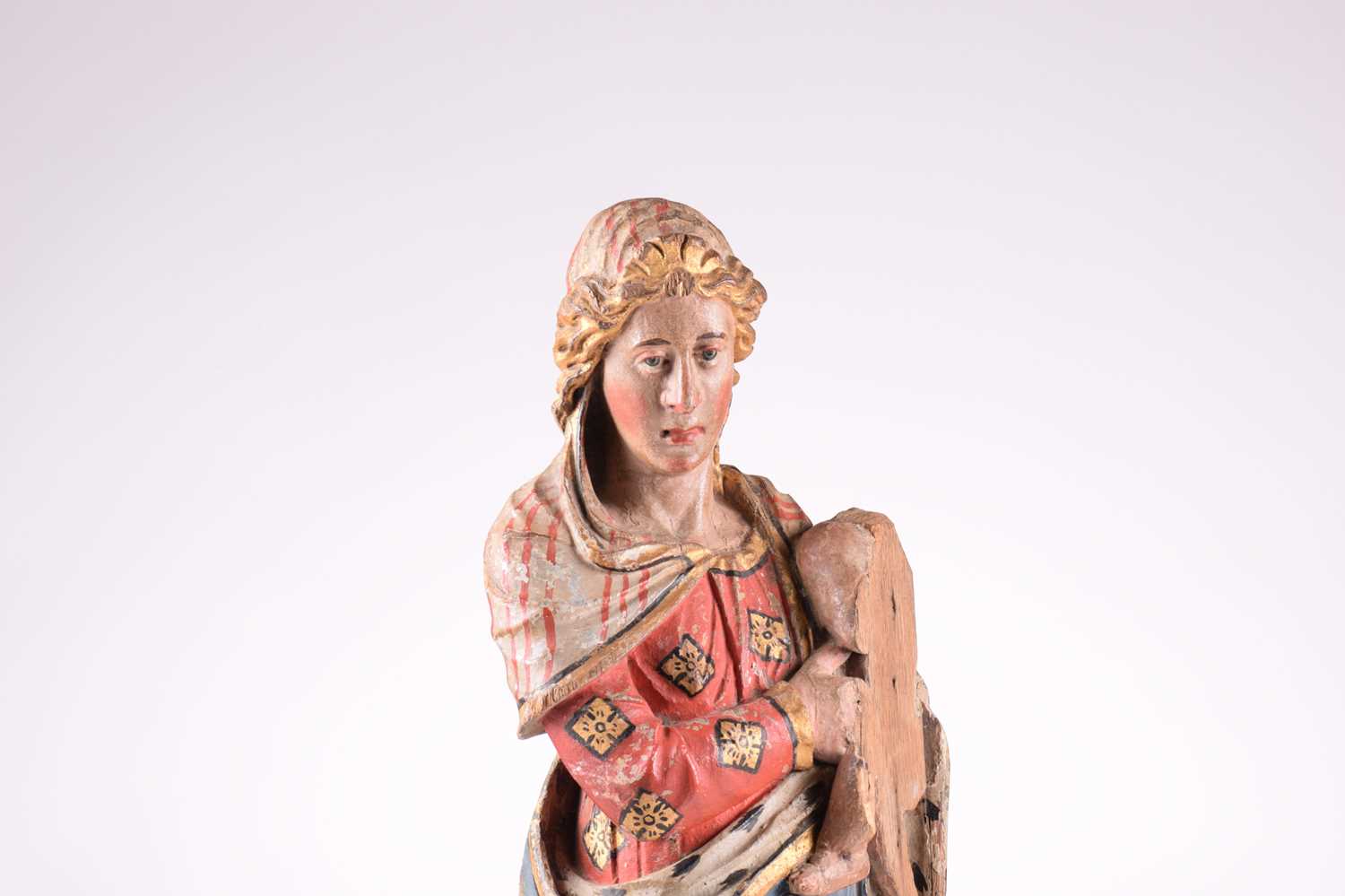 A polychromic painted carved oak figure of The Madonna and Child, possibly Northern European 18th - Image 3 of 12