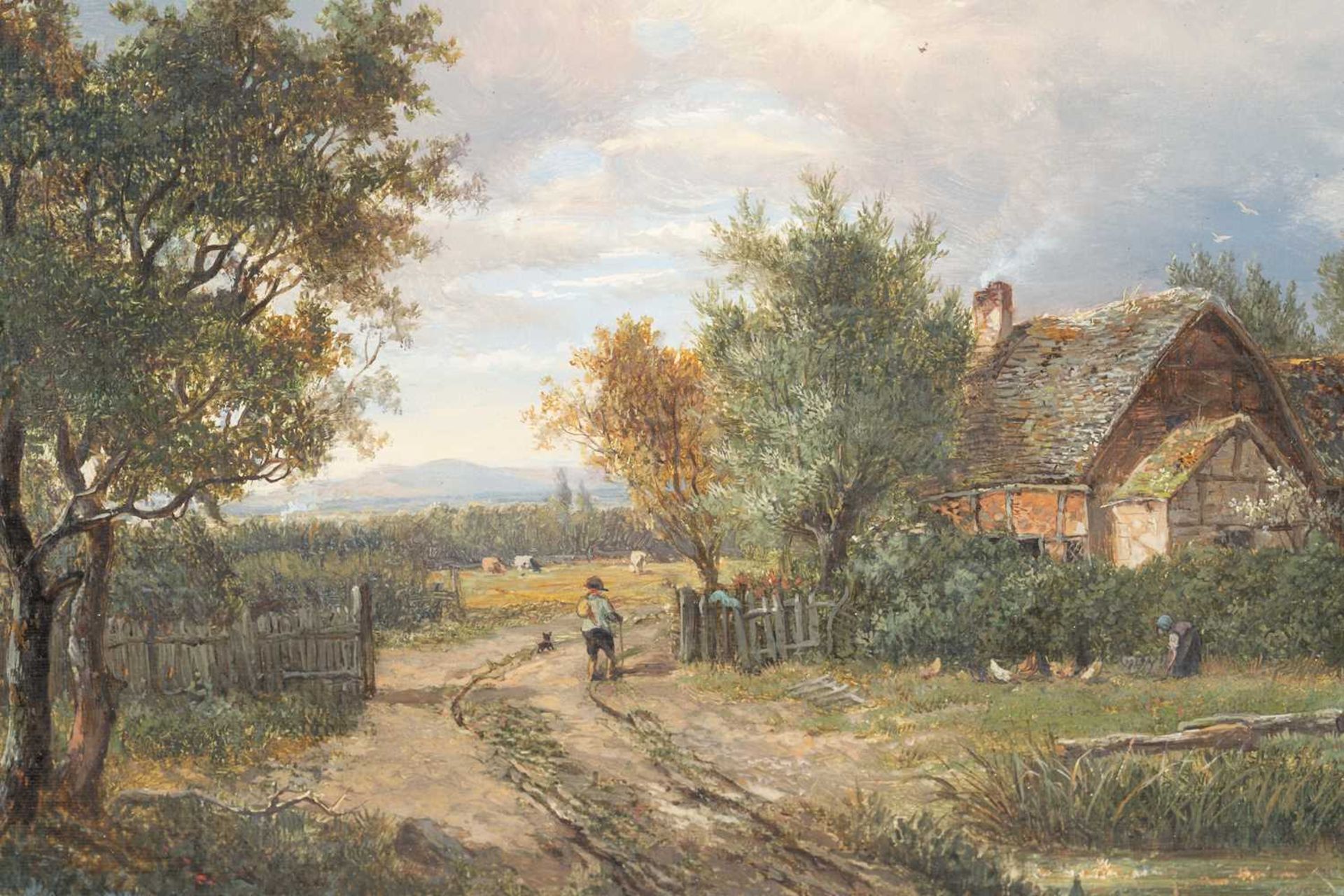 Joseph Thors (1843-1898) British, figure on a path before a rural cottage, oil on canvas, signed - Image 3 of 5