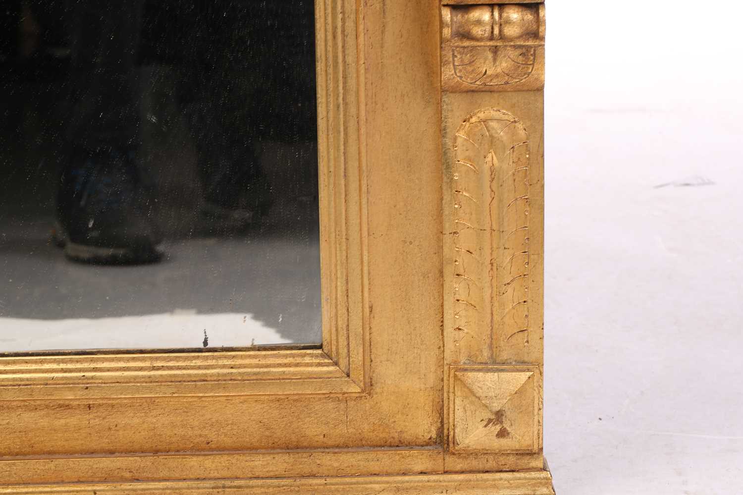 A Georgian style giltwood mirror, 20th century, the rectangular glass beneath a cavetto pediment and - Image 12 of 13