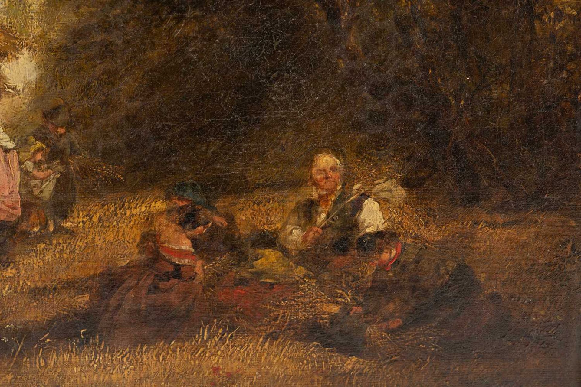 Henry Shirley (fl.1836 - 1870), Figures resting from the harvest with a landscape beyond, signed, - Image 8 of 10