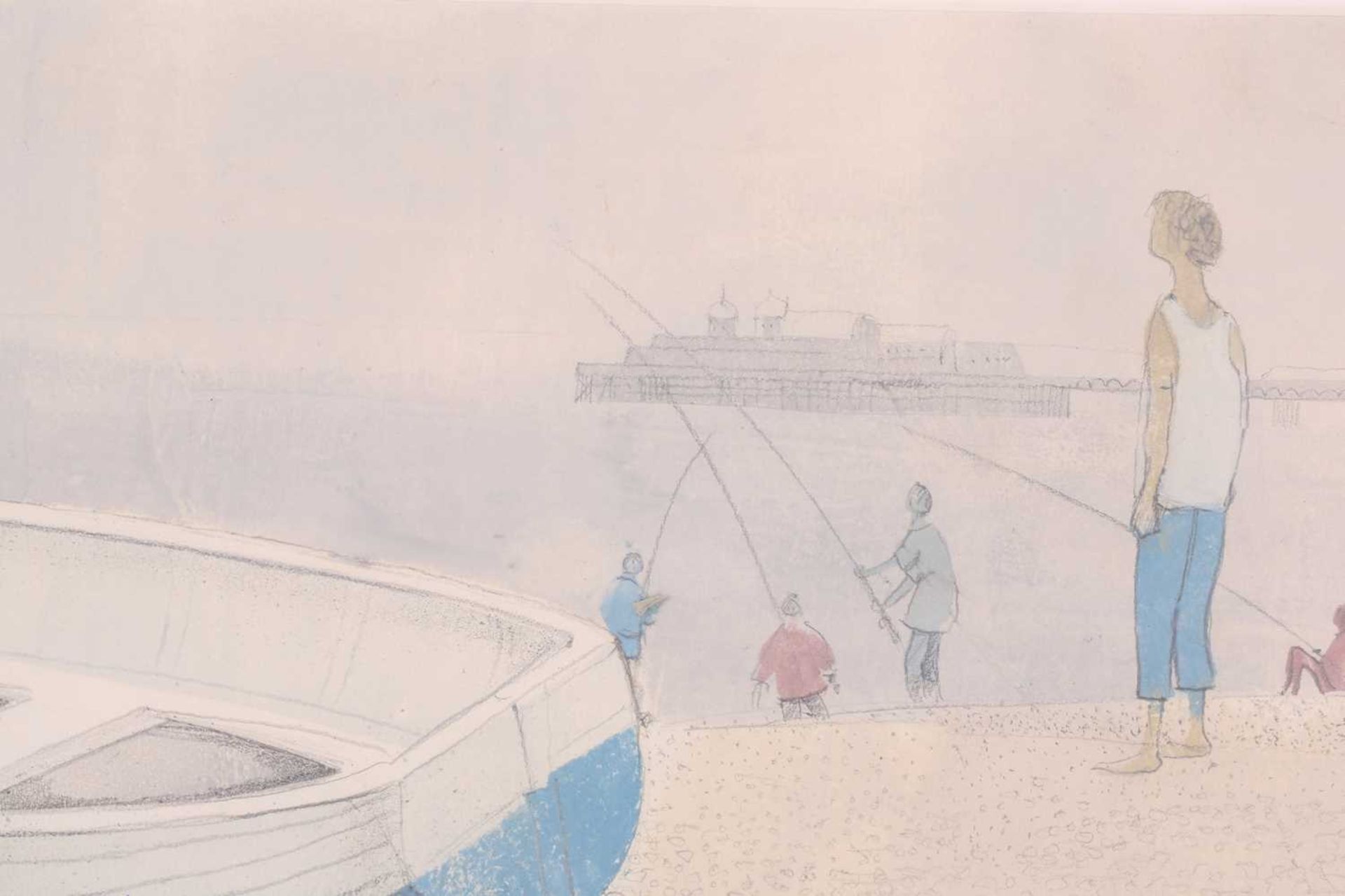 Pamela Townsend (1920 - 2019), 'Boys fishing', 'Boat on Brighton Beach' and 'A blustery walk on - Image 9 of 13