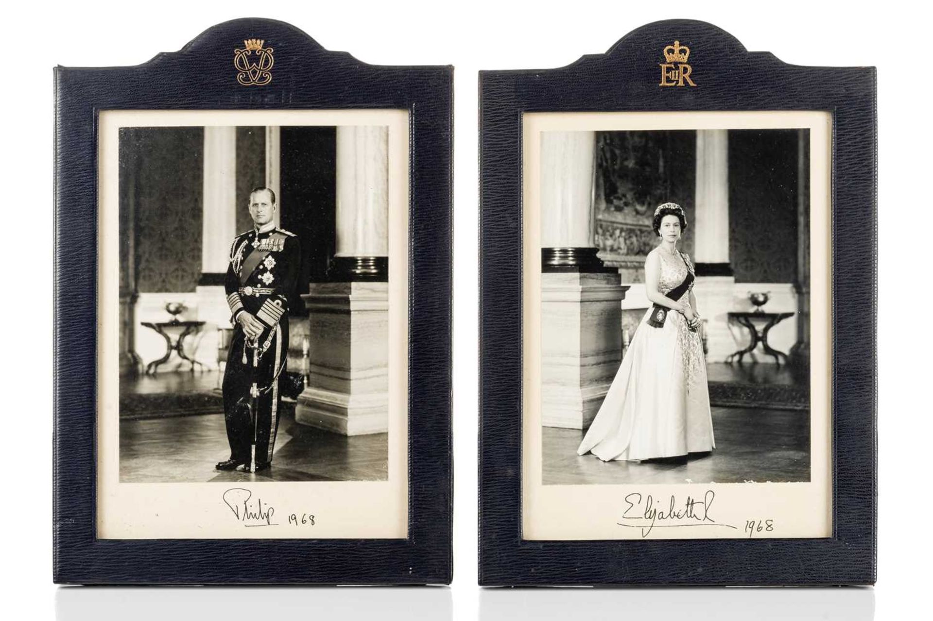 HM Queen Elizabeth II and HRH The Duke of Edinburgh: a pair of autopen signed presentation