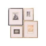 Albert Edgar Yersin (1905 - 1984), four abstract etchings/aquatints, two signed in pencil in the