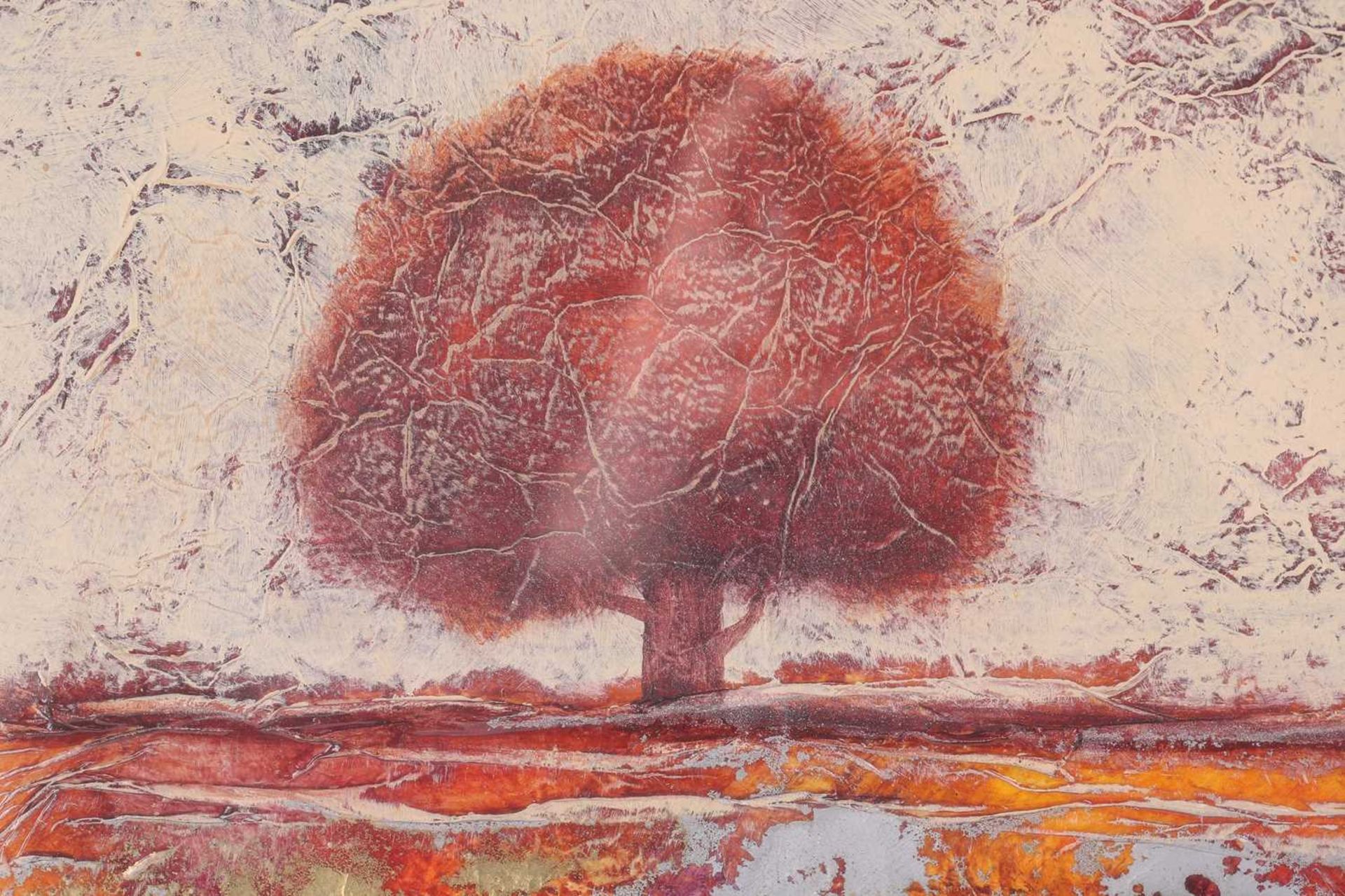 Kerry Darlington (b.1974), a large tryptych, trees, mixed media on board, signed to right-hand - Image 4 of 13
